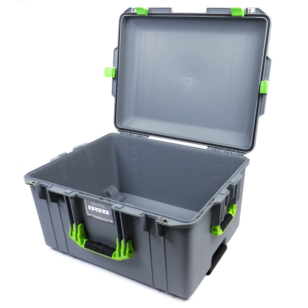 Silver & Lime Green Pelican 1607 Air Case - Empty Protective Hard Case with Wheels for Travel, Equipment Storage & Outdoor Adventures