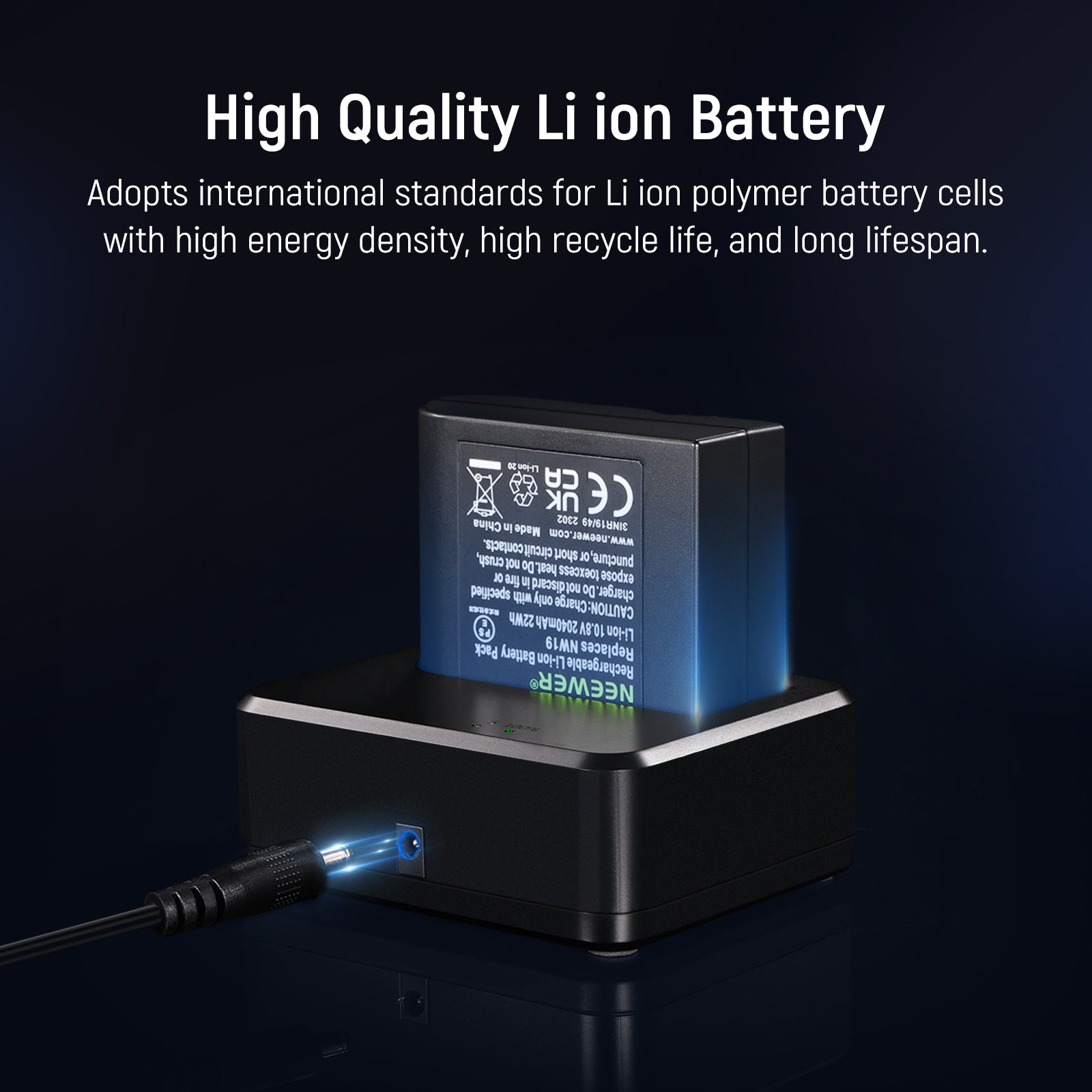 NEEWER NW19 NW665 Rechargeable Battery Pack for Cameras, LED Lights, and Photography Equipment - Perfect for Outdoor Shooting, Studio Lighting, and Video Production