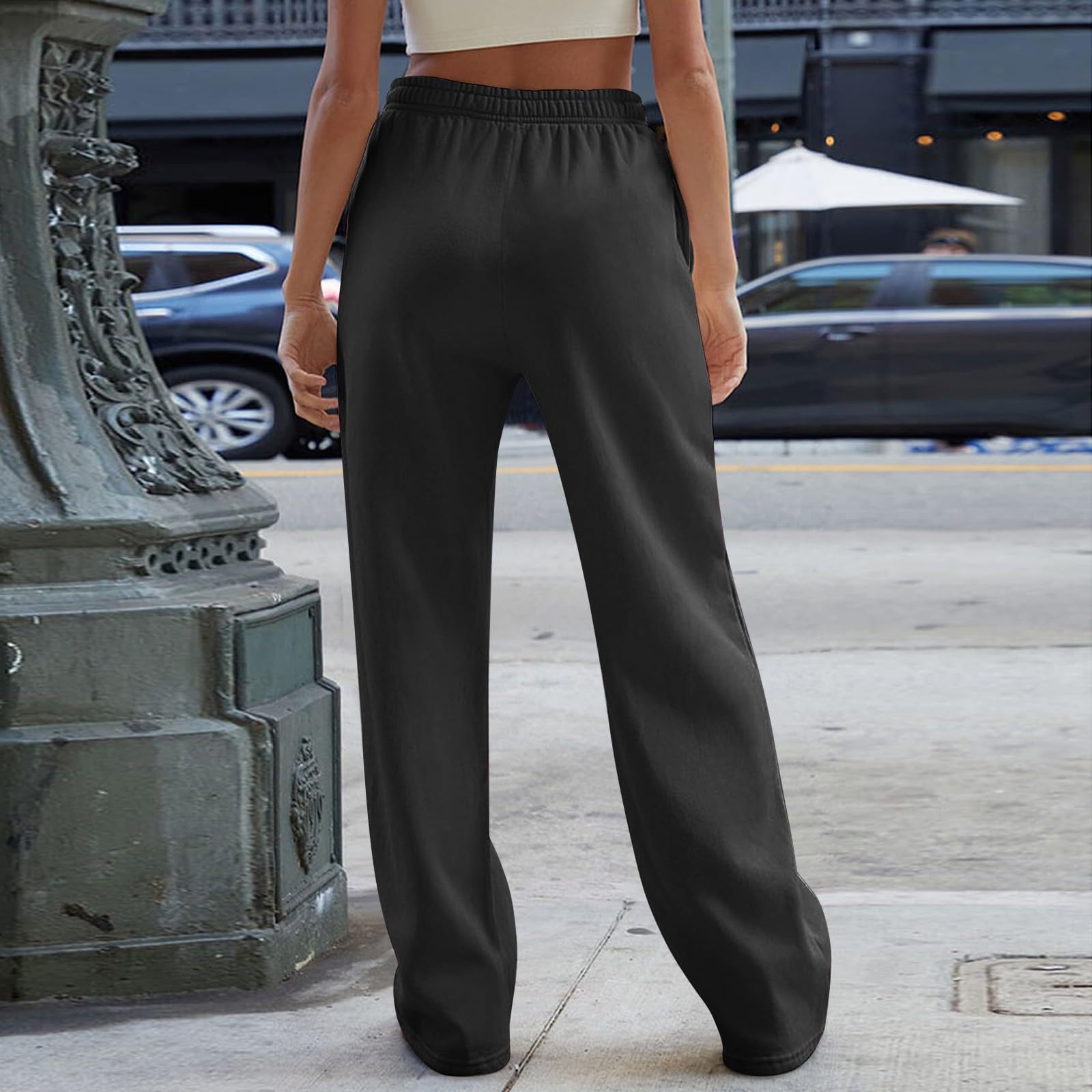 Women's High Waisted Wide Leg Sweatpants - Baggy Lounge Pants with Drawstring Waist & Side Pockets | Comfortable Straight Leg Casual Pants for Yoga, Running Errands & Relaxing at Home