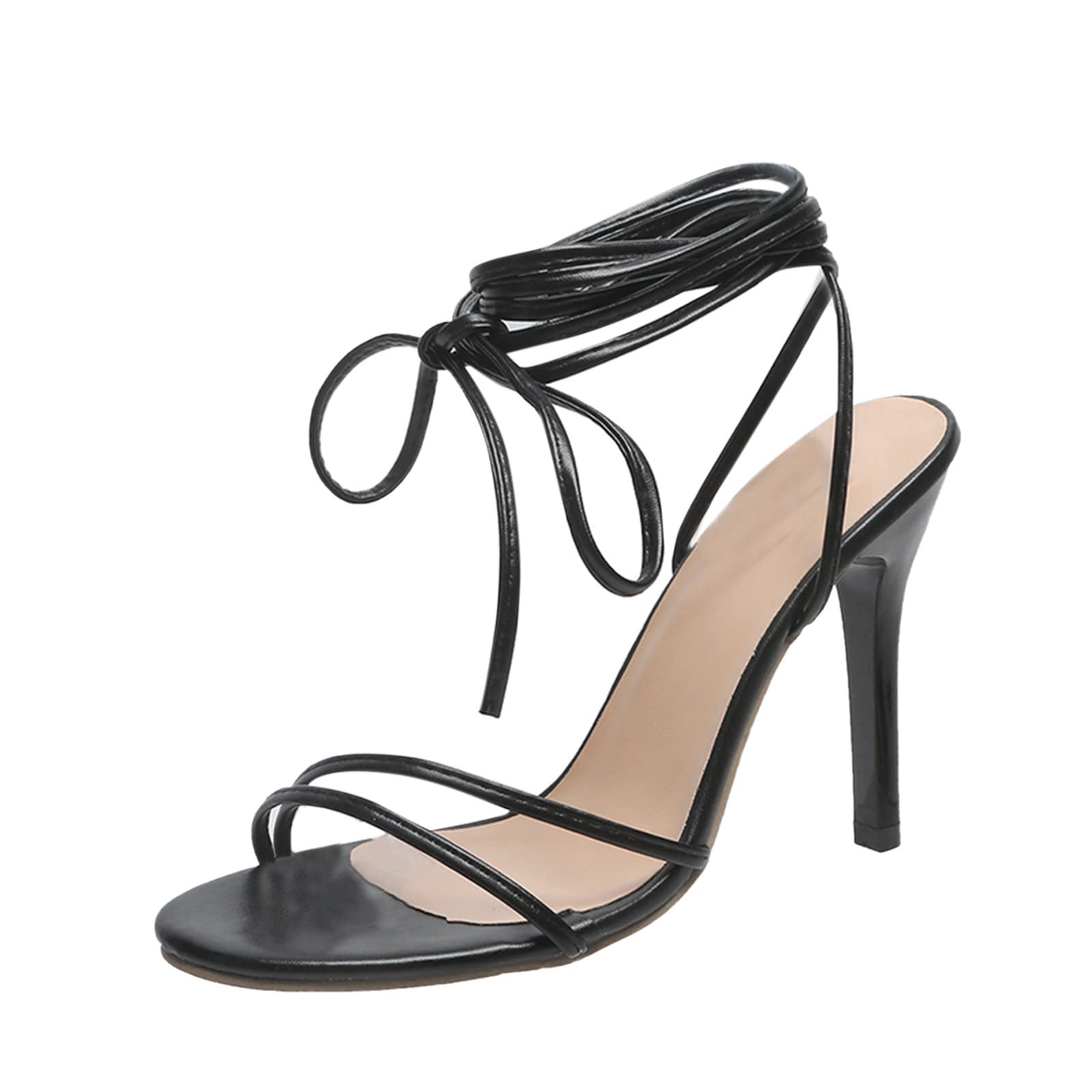 Sparkly High Heel Sandals for Women - Genuine Leather Anklet Strap Thin Heels | Perfect for Parties, Weddings & Evening Events