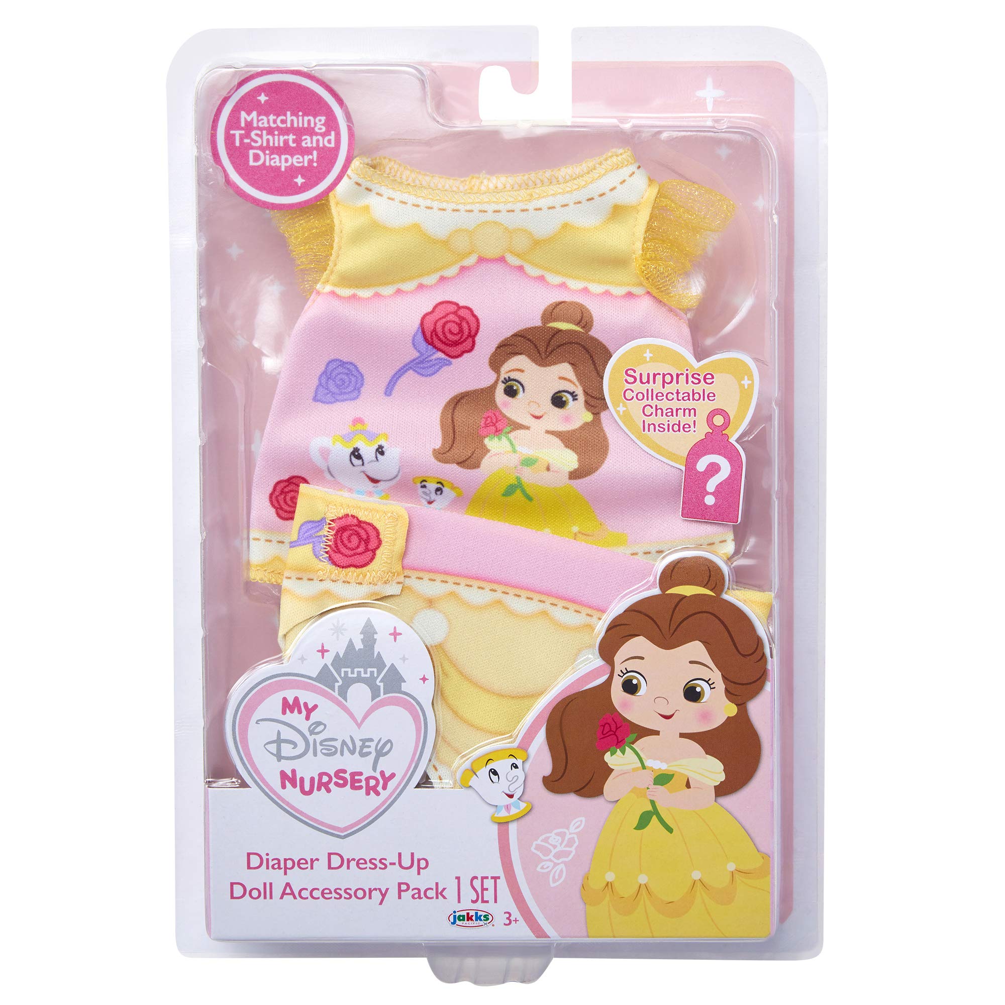 Disney Princess Belle Diaper Accessory Pack for Baby Girls - Nursery Essentials with Bib, Headband & More - Perfect for Disney Themed Baby Showers & Nursery Decor