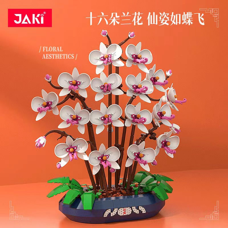 JAKI JK2908 Snow Jade Phalaenopsis Orchid - Premium Artificial Silk Flower for Home Decor, Wedding Centerpieces & Office Arrangements