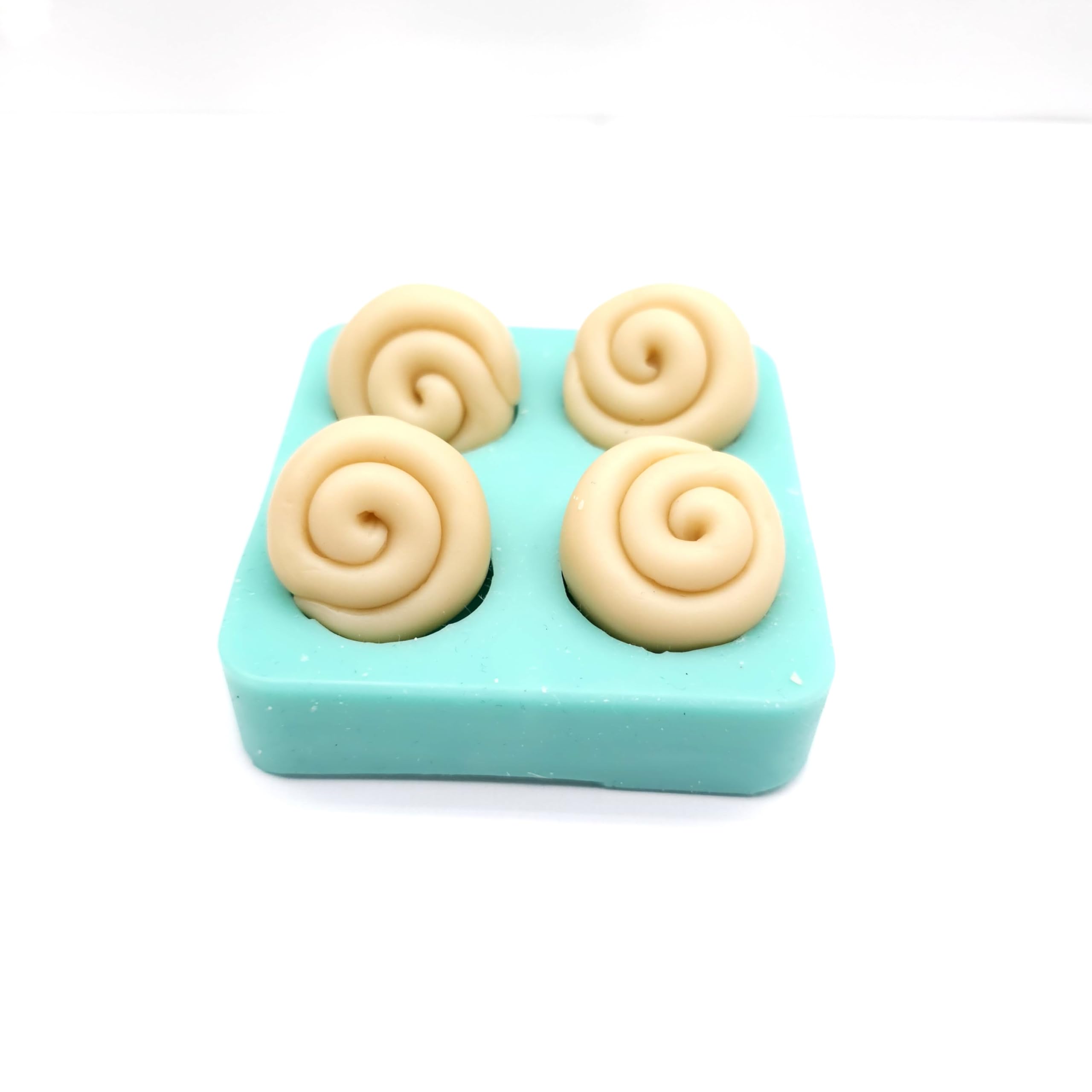 1 Inch Mini Cinnamon Roll Silicone Mold - 4 Cavity Wax Melts, Soap & Candle Making Mold for Baking, DIY Crafts - Perfect for Homemade Desserts, Party Favors and Gift Making (Model D: NC027)