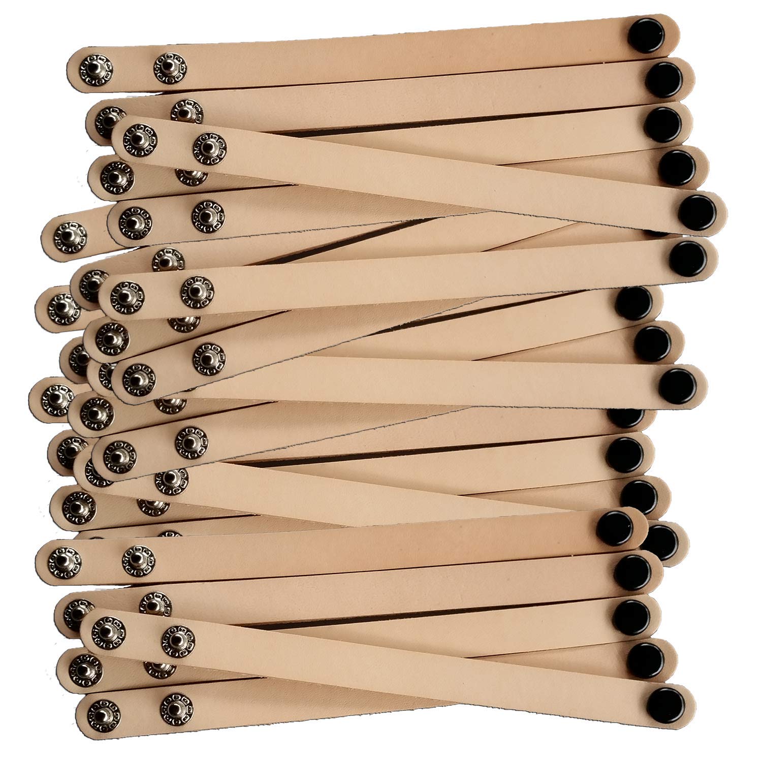 50-Pack 1/2 Inch Natural Leather Bracelets - Adjustable DIY Blank Bracelets for Crafting, Tooling & Personalization - Perfect for Schools, Summer Camps & Kids Art Projects (6.25