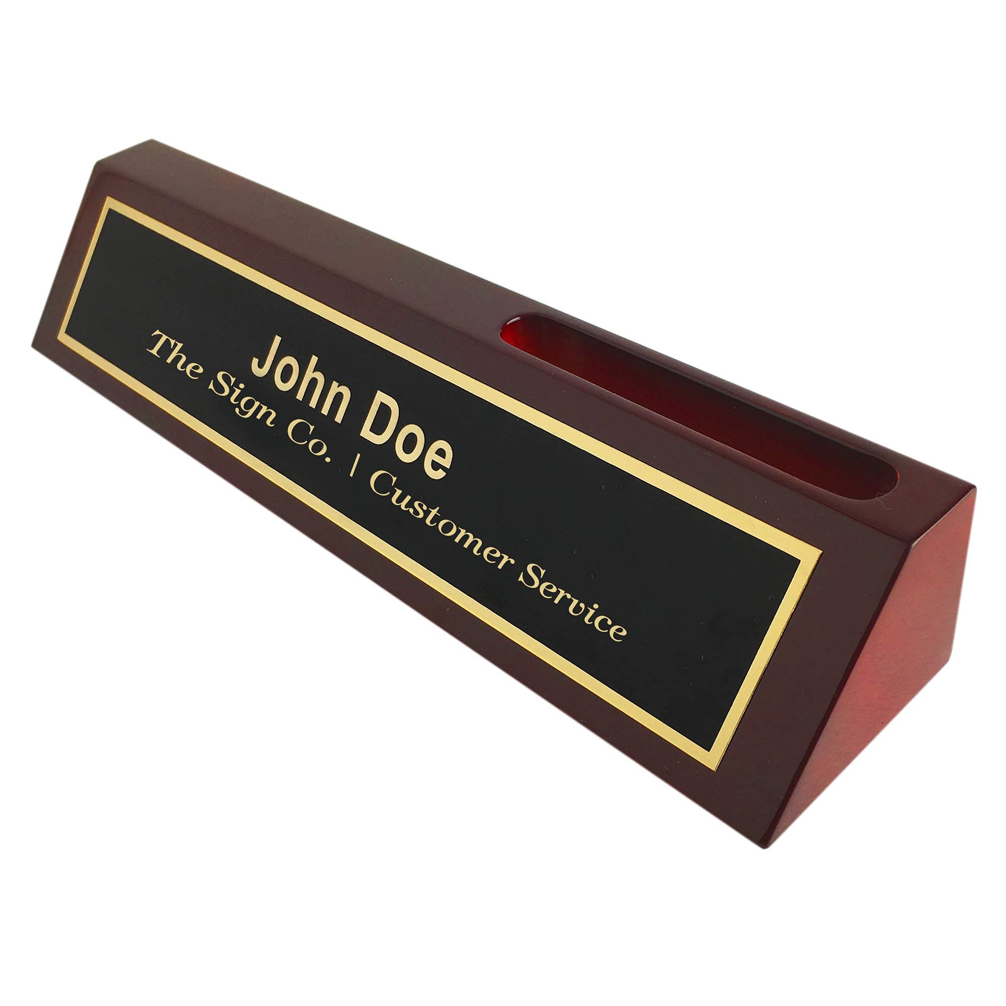 Custom Engraved Business Name Plate with Card Holder - Personalized Office Desk Sign for Professionals - Perfect for Executive Desks, Reception Areas & Corporate Gifts