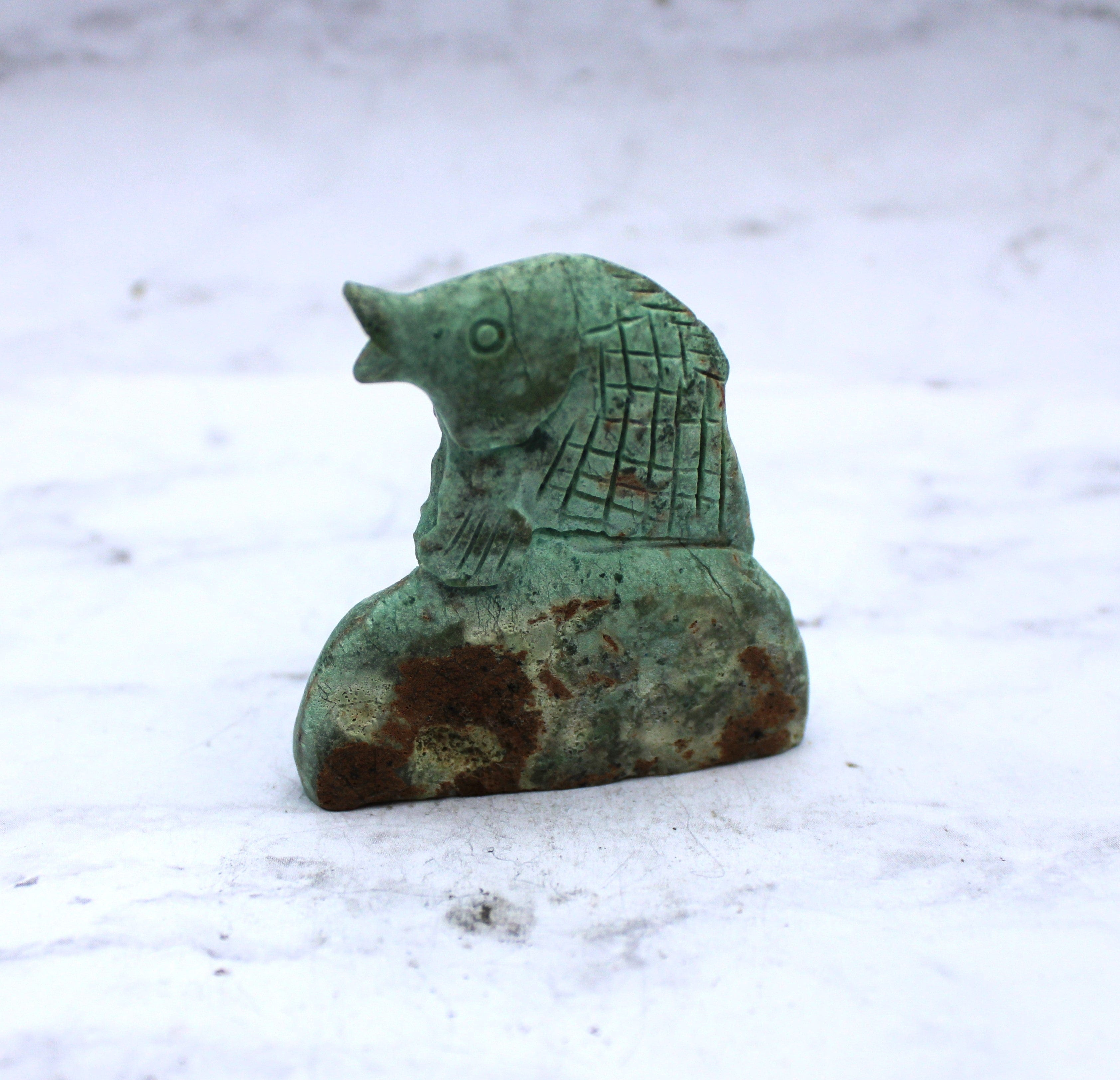 Natural Green Chrysoprase Fish Carving - Handmade Gemstone Sculpture for Home Decor, Feng Shui & Spiritual Healing | Perfect for Living Room, Office & Meditation Space