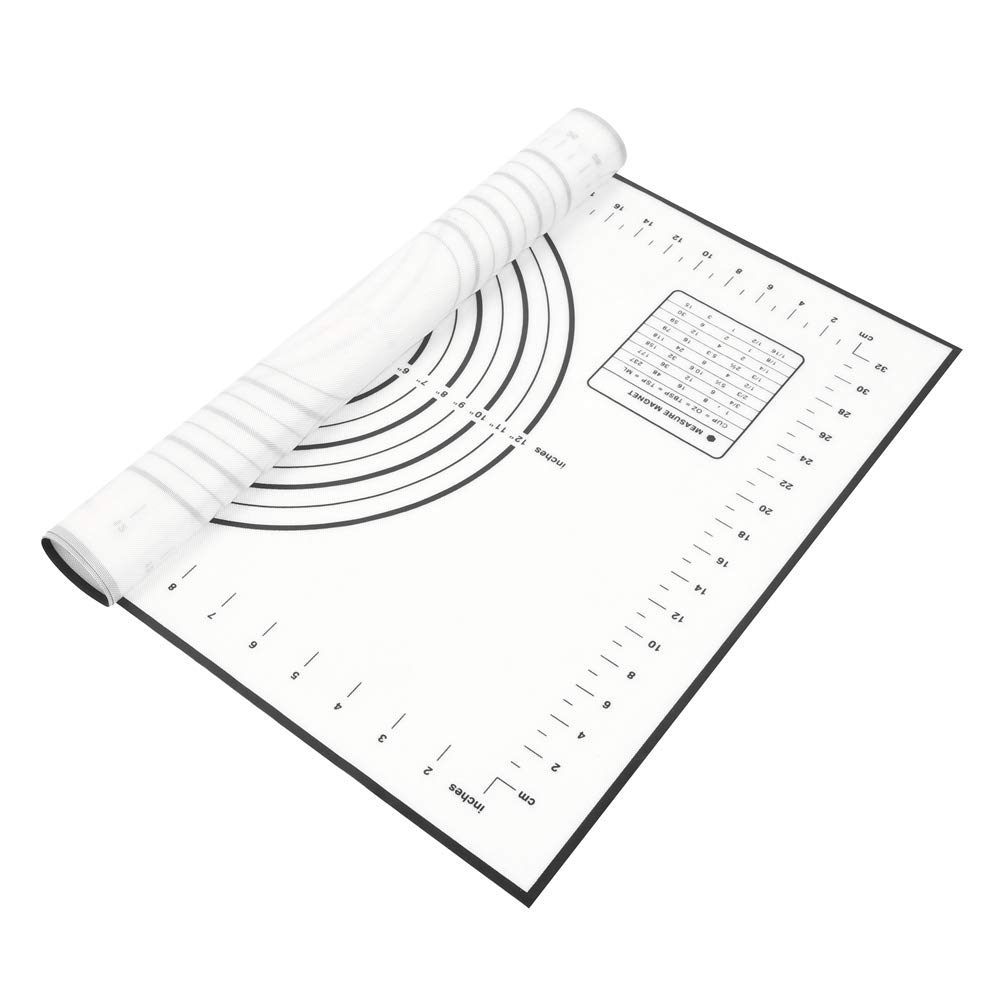 Non-Stick Silicone Rolling Dough Mat with Measurements - Premium Baking Pastry Mat for Cookies, Pie Crust & Pizza Dough - Perfect Kitchen Tool for Home Bakers (Black) - Ideal for Holiday Baking & DIY Dessert Making
