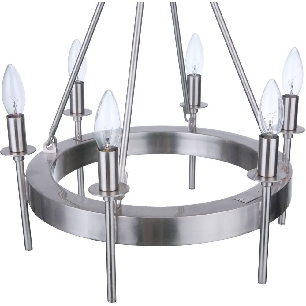 Craftmade 54326-BNK Larrson Modern 6-Light Candle Chandelier - 360 Watts, Brushed Polished Nickel Finish - 21