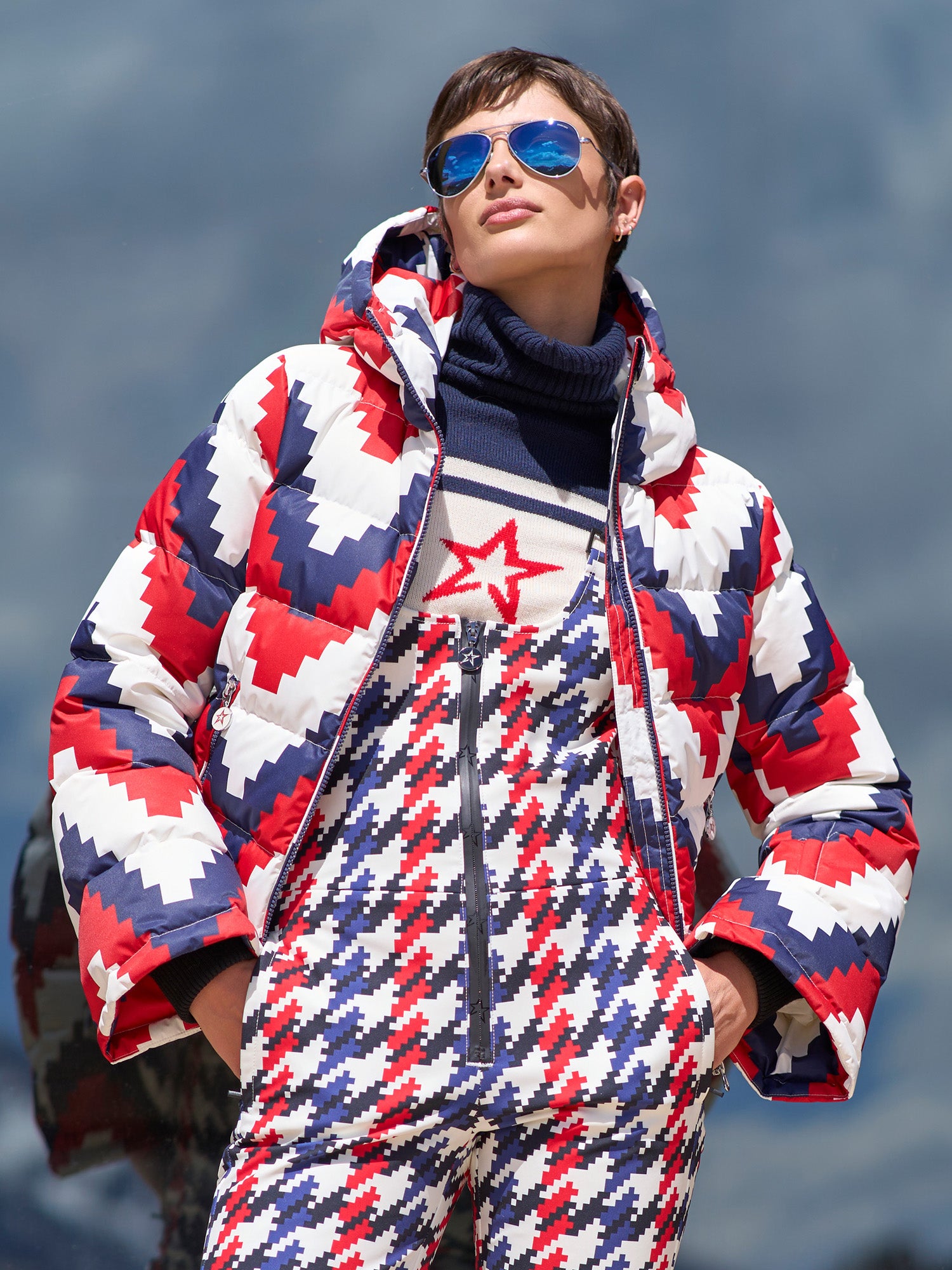 Chevron Polar Flare Down Ski Jacket - Waterproof Insulated Winter Coat for Men & Women - Perfect for Skiing, Snowboarding & Cold Weather Adventures