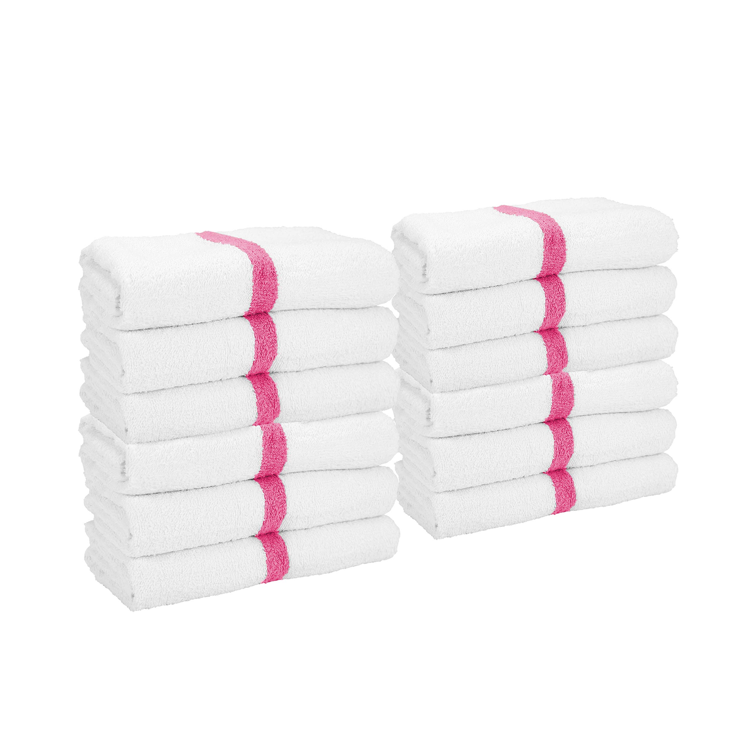 **Arkwright Premium Bath Towels 12-Pack (22x44 Inches) - Super Absorbent Quick-Dry Gym, Spa & Pool Towels with Stylish Center Stripes (Pink Stripe) - Perfect for Hotels, Resorts & Home Bathrooms**
