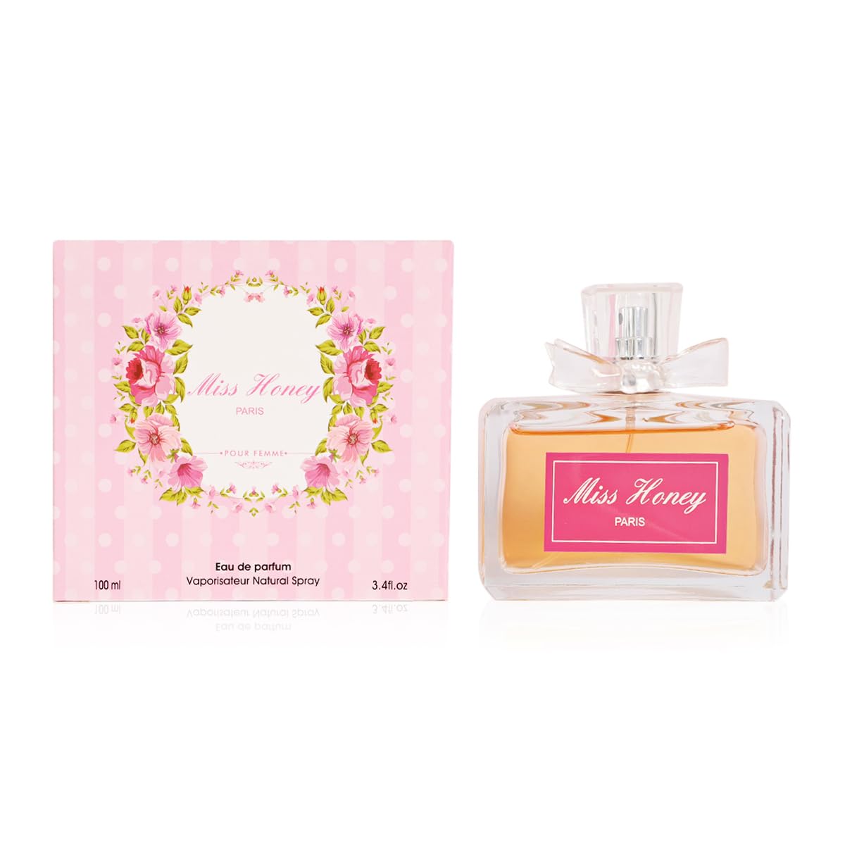 Miss Honey Paris Women's Eau De Parfum Spray - 3.4 Fl Oz Luxury Floral Scent for Date Night & Special Occasions