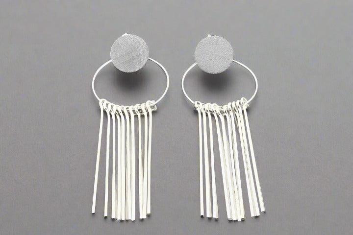 Circle & 10 Drop Earrings in Silver - Elegant Dangle Earrings for Women, Perfect for Parties, Weddings & Everyday Wear