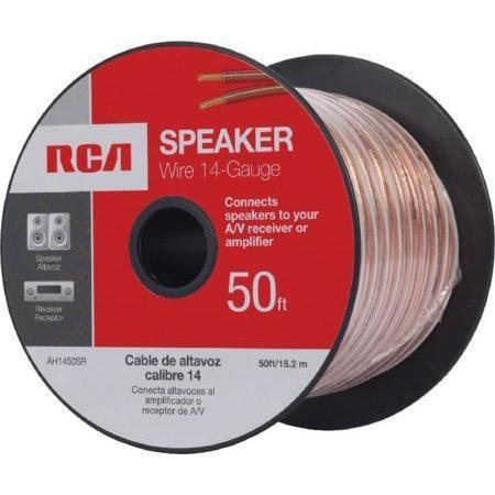 50' 14 AWG Speaker Wire Spool - High-Quality Oxygen-Free Copper Audio Cable for Home Theater, Car Audio & Studio Speakers
