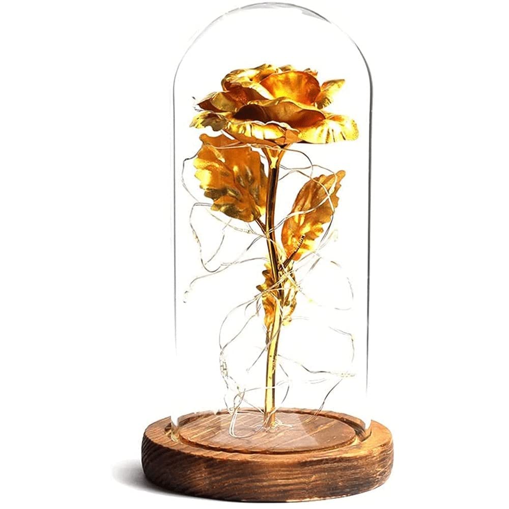 Valentine's Day Crystal Flower Gift for Her - Colorful Artificial Floral Arrangement in Glass Dome, Unique Home Decor for Anniversary, Birthday & Women's Gifts | Romantic Table Centerpiece & Bedroom Decor