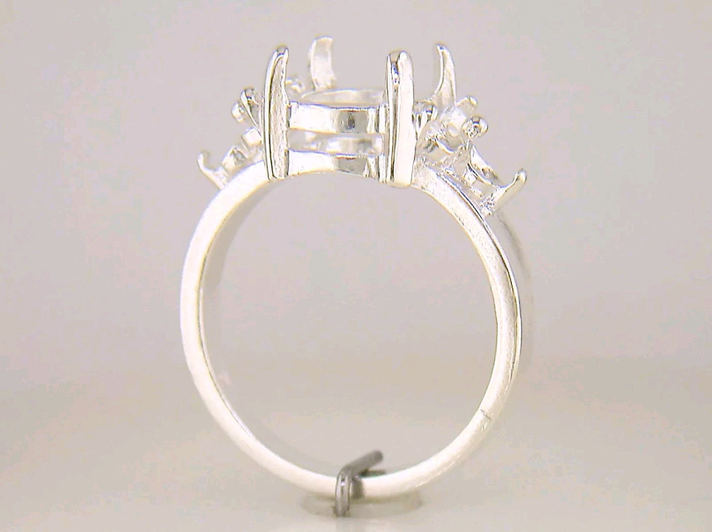 10x8 or 12x10 Oval Solid Sterling Silver/14kt Gold Ring Setting with 6 Accents - Size 7 (163667/143667) - Perfect for Engagement Rings, Wedding Bands & Jewelry Making