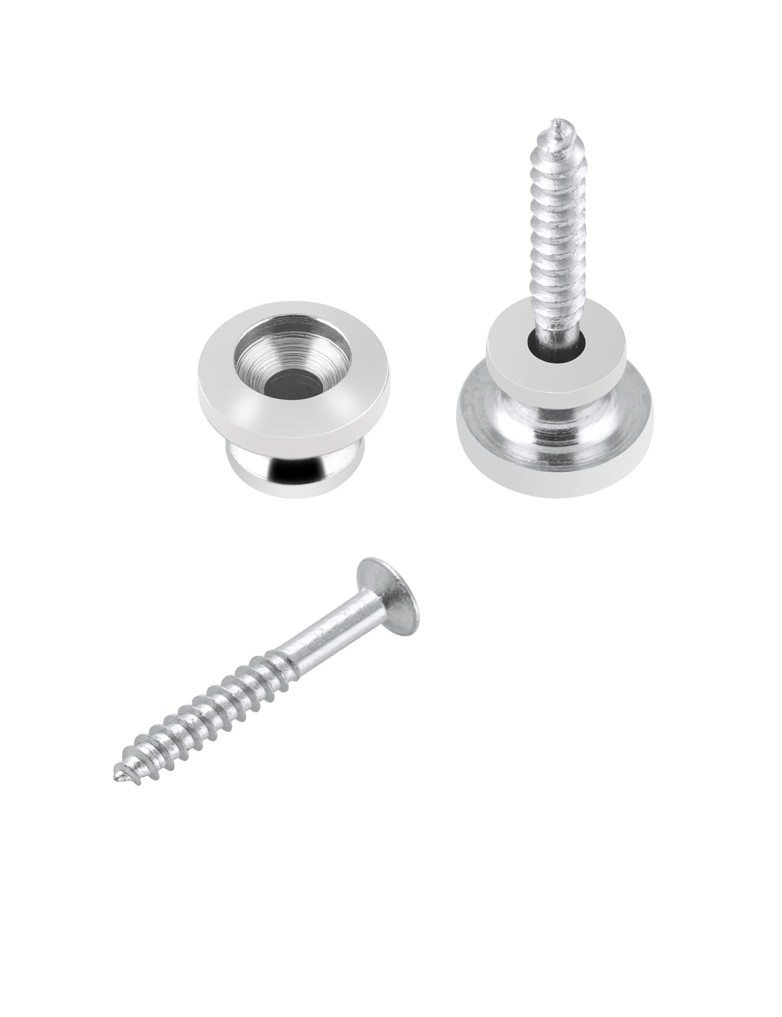 Rubatone Guitar Strap Buttons & End Pins Set (2-Pack) - Chrome Mushroom Head Strap Pins for Acoustic, Electric Guitar, Banjo & Ukulele - Secure & Comfortable Instrument Accessories for Live Performances & Practice Sessions