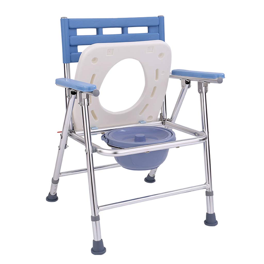 Portable Folding Bedside Commode Chair - Adjustable Height Medical Toilet Seat with Safety Frame for Elderly, Adults & Pregnant Women - Ideal for Bathroom, Shower & Bedroom Use