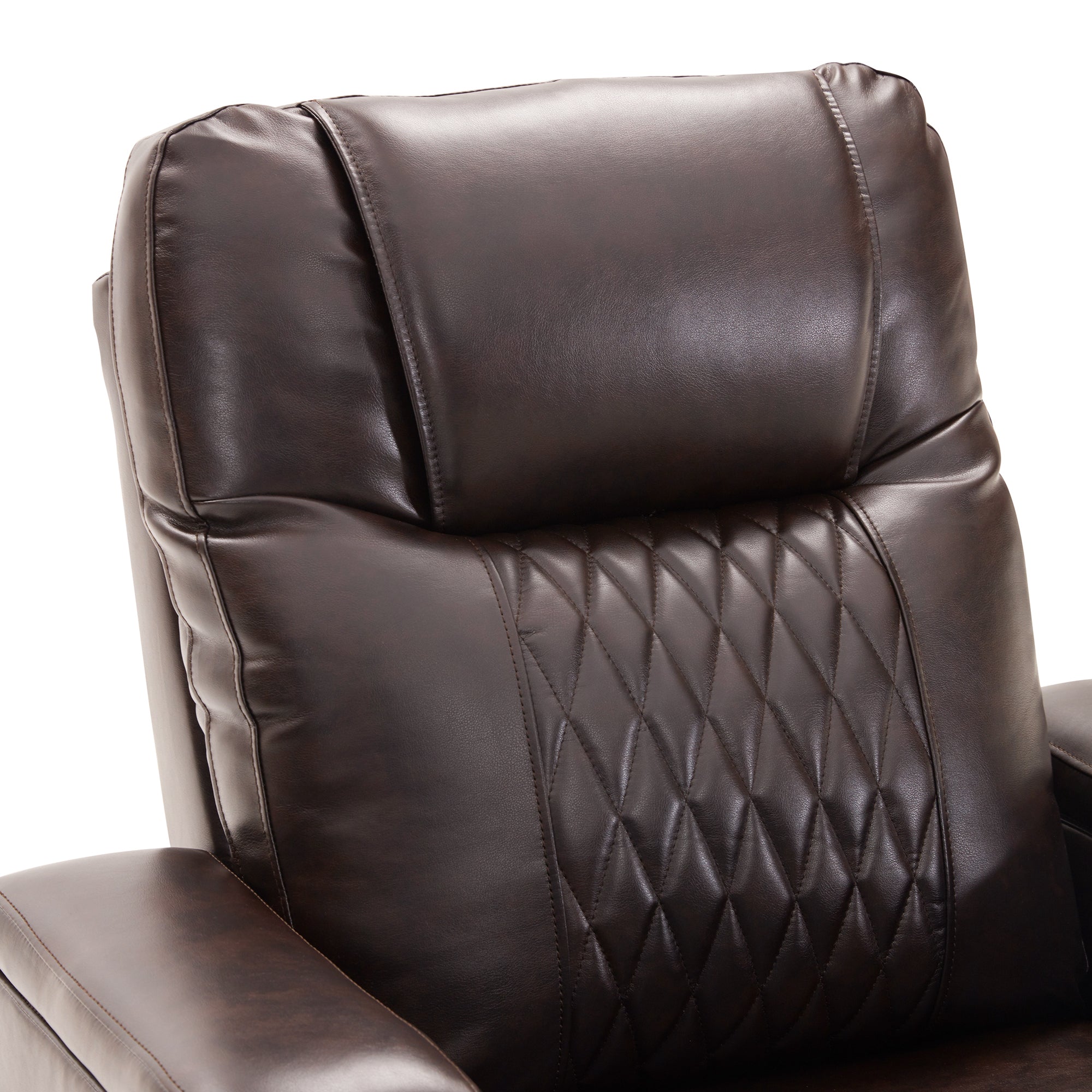 Electric Power Lift Recliner Chair with USB Charging Port, Hidden Arm Storage & 360° Swivel Tray - Brown Leather Massage Chair for Living Room, Home Theater & Elderly Care