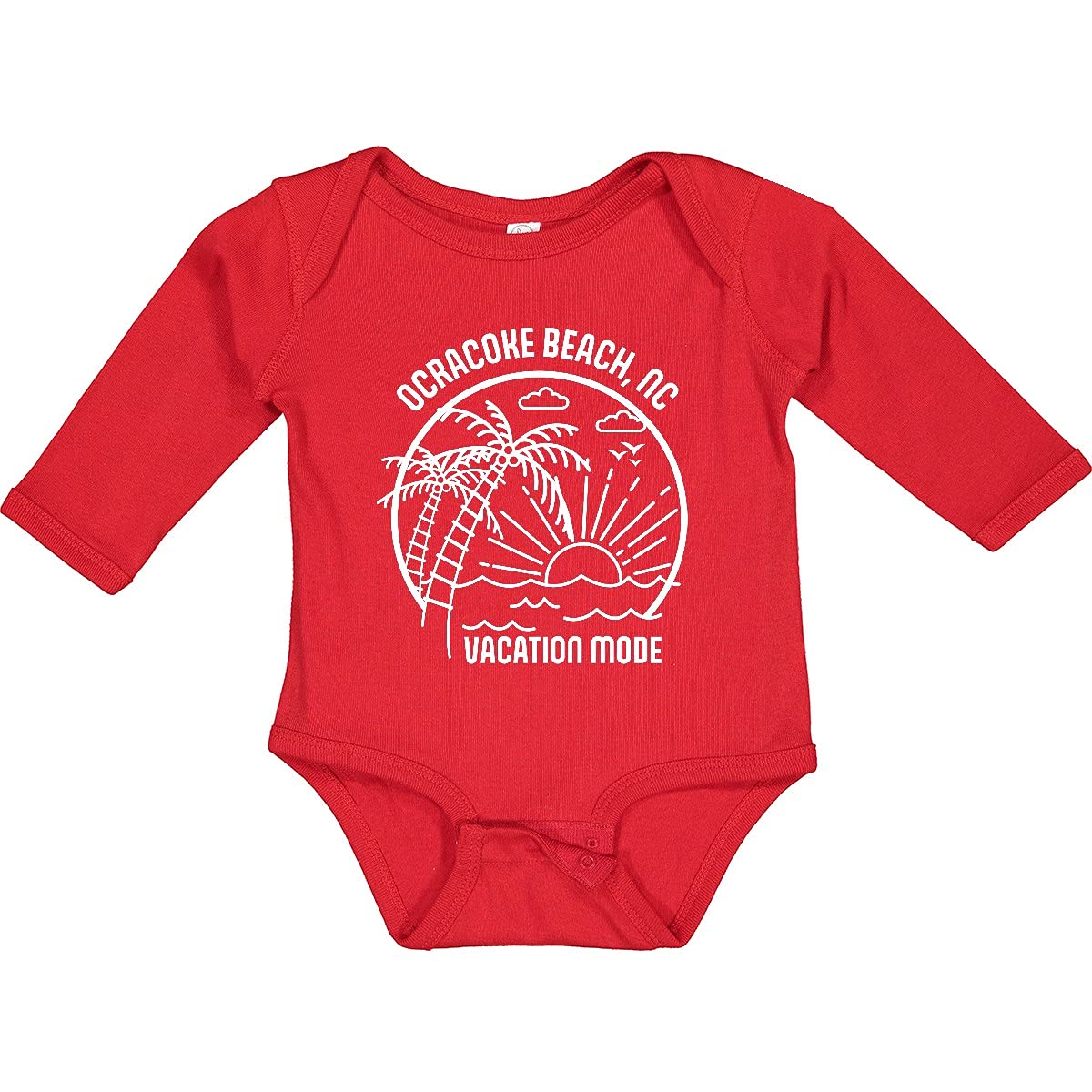 Inktastic Summer Vacation Mode Ocracoke Beach North Carolina Long Sleeve Creeper - Soft Cotton Baby Bodysuit for Beach Trips & Family Vacations