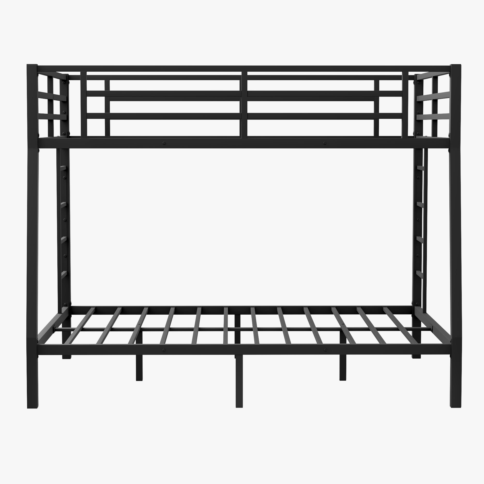 Heavy Duty Metal Full XL Over Queen Bunk Beds for Adults - Sturdy Black Bunk Bed with 2 Ladders, Noise-Free Design - Perfect for Small Spaces, Guest Rooms, Dorms & Vacation Homes
