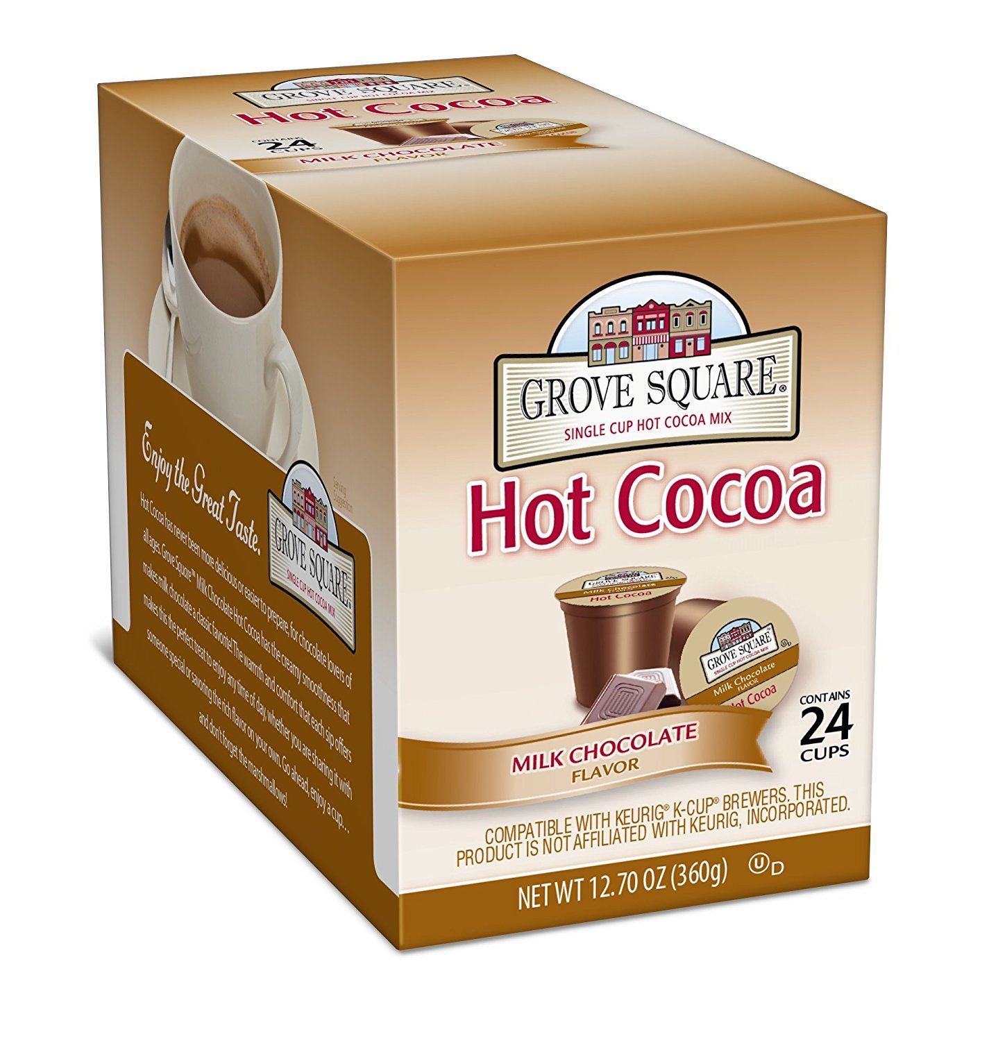 Grove Square Hot Cocoa Pods - 24 Count Single Serve Milk Chocolate Coffee Pods for Keurig | Perfect for Winter Warmth, Holiday Gifts & Cozy Nights