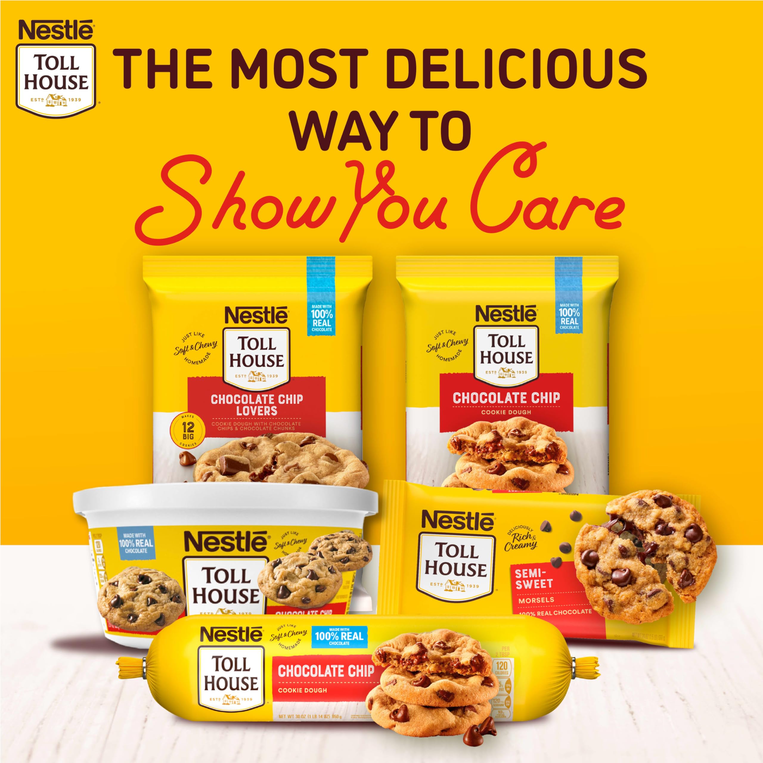Nestle Toll House Chocolate Chip Cookie Dough - Ready to Bake, 16 oz - Perfect for Family Baking, Parties & Holiday Treats