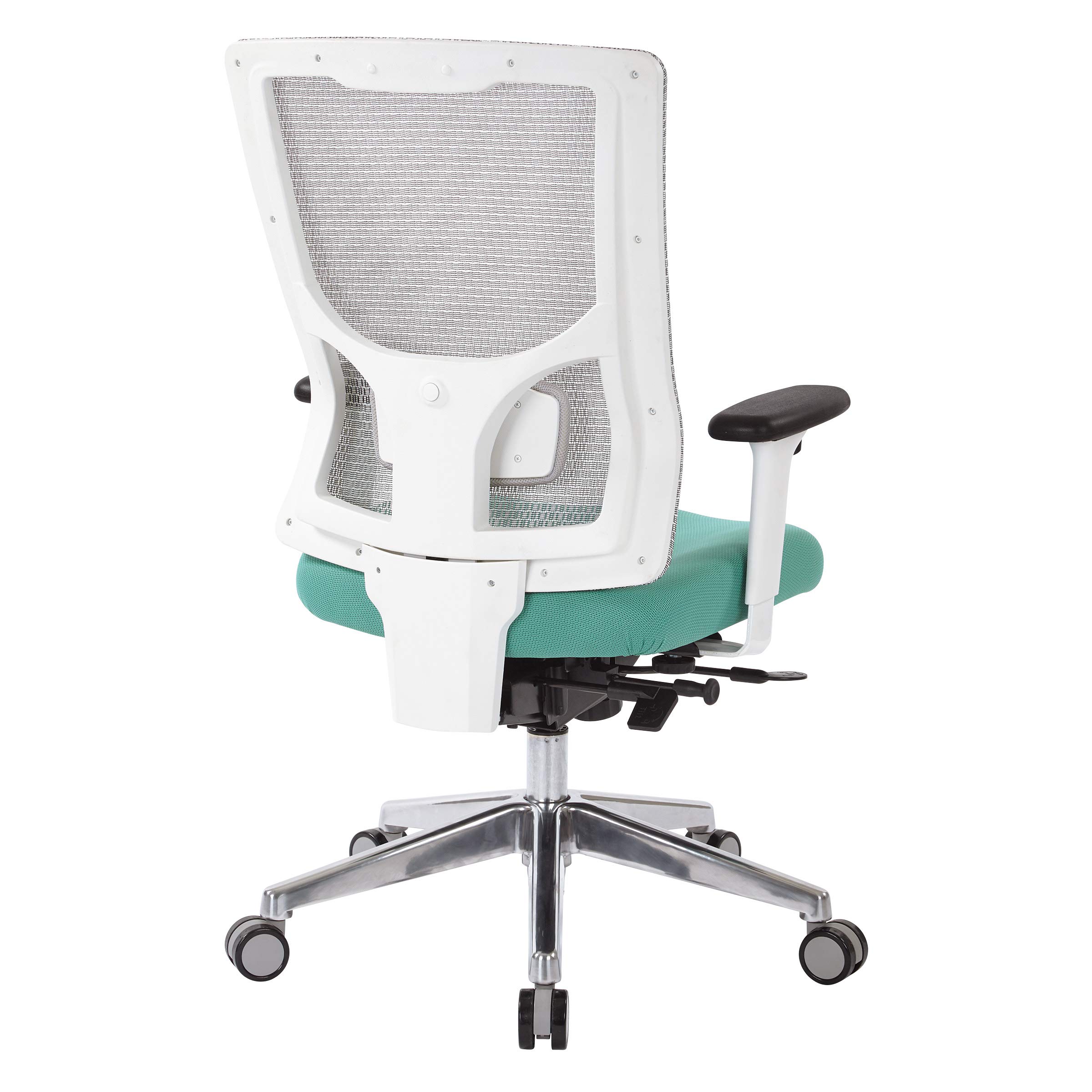 Office Star ProGrid High-Back Ergonomic Office Chair - Adjustable Mesh Back with Lumbar Support & Padded Seat, Jade Fabric - Perfect for Home Office, Executive Desk & Computer Workstations