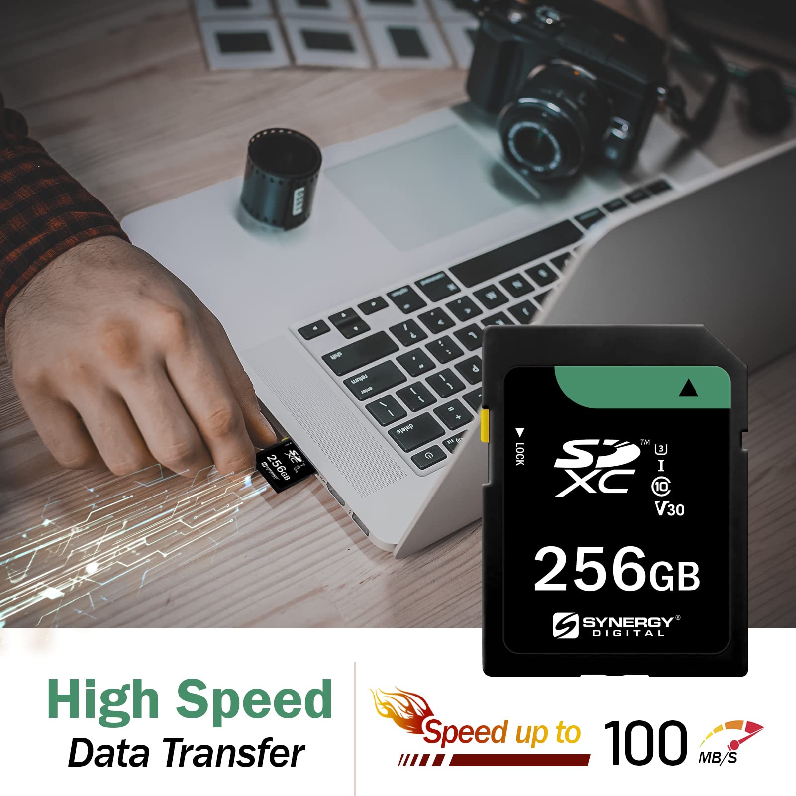 Synergy 256GB SDXC Class 10 Memory Card - High Speed SD Card for Canon EOS M100 Mirrorless Camera, DSLR, GoPro & Digital Devices - Perfect for 4K Video, Photography & Data Storage