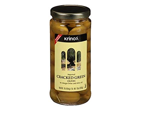 KRINOS Premium Greek Green Cracked Olives - Authentic Mediterranean Flavor | Perfect for Salads, Charcuterie Boards & Healthy Snacking