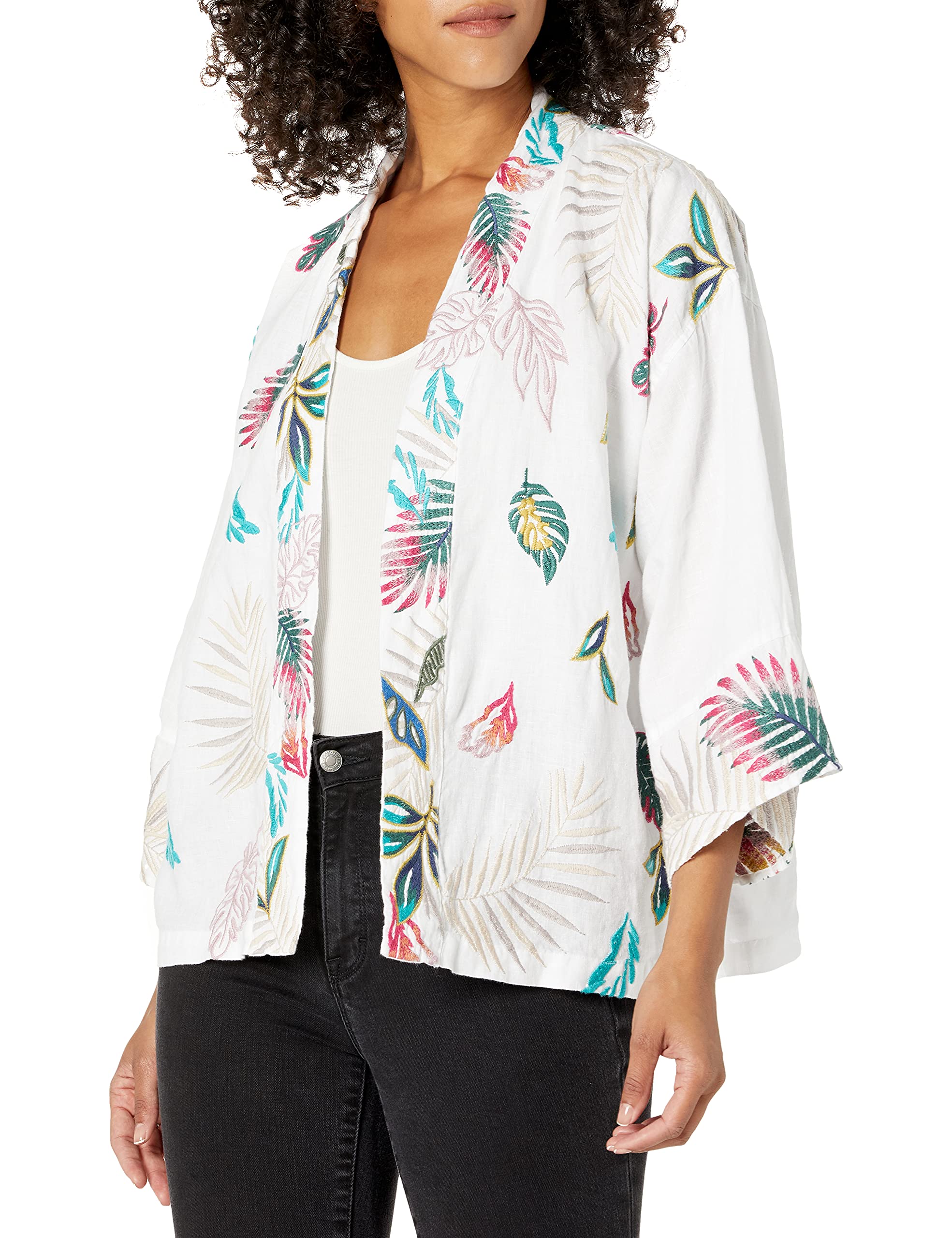 JWLA By Johnny Was Women's Long Sleeve Blouse - Elegant Floral Print Boho Top for Casual Wear, Office & Date Nights