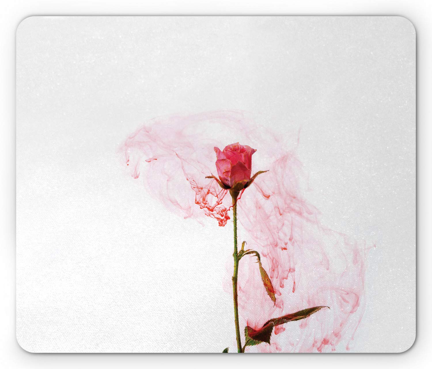 Ambesonne Floral Mouse Pad with Delicate Rose Love Design - Non-Slip Rubber Mousepad for Computer & Office - Romantic Smoky Art Rectangle Mouse Pad - Standard Size Dark Coral Rose for PC, Laptop, Gaming & Workstation