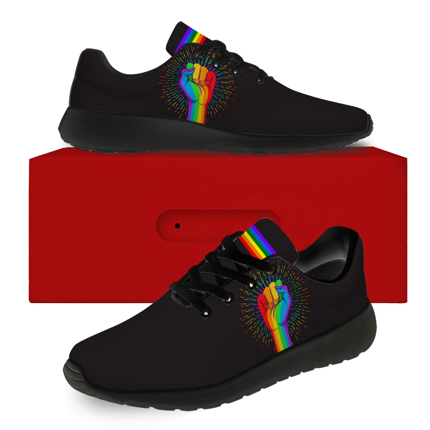 Unisex LGBTQ+ Rainbow Running Shoes - Men's Size 9/Women's Size 10.5 - Comfortable Walking & Tennis Sneakers - Perfect Pride Gift for Gay, Lesbian & Allies - Ideal for Jogging, Gym Workouts & Pride Events