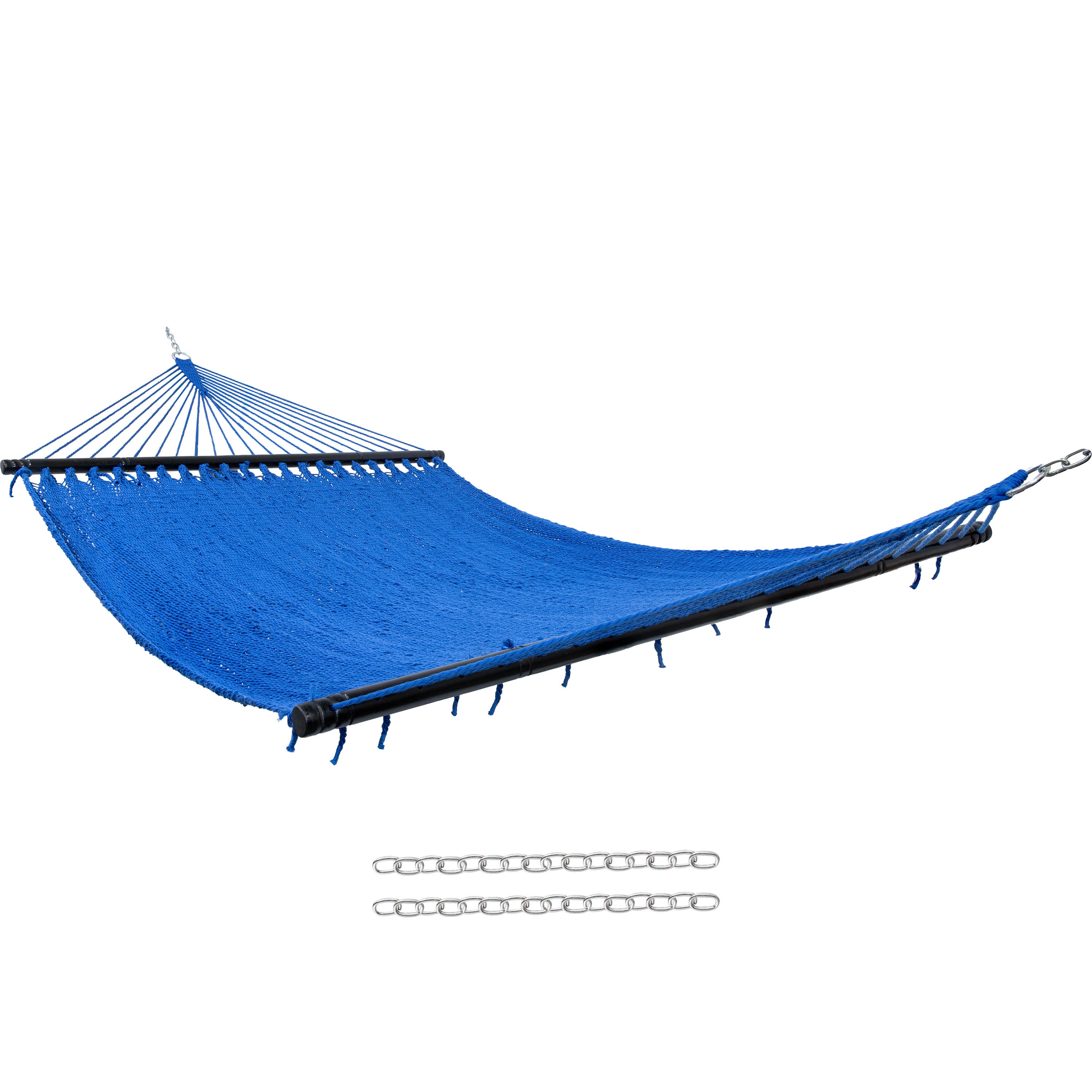 Sunnydaze 2-Person Soft Spun Polyester Rope Hammock with Stand - Portable Outdoor Hanging Bed for Backyard, Patio, Beach & Camping Relaxation