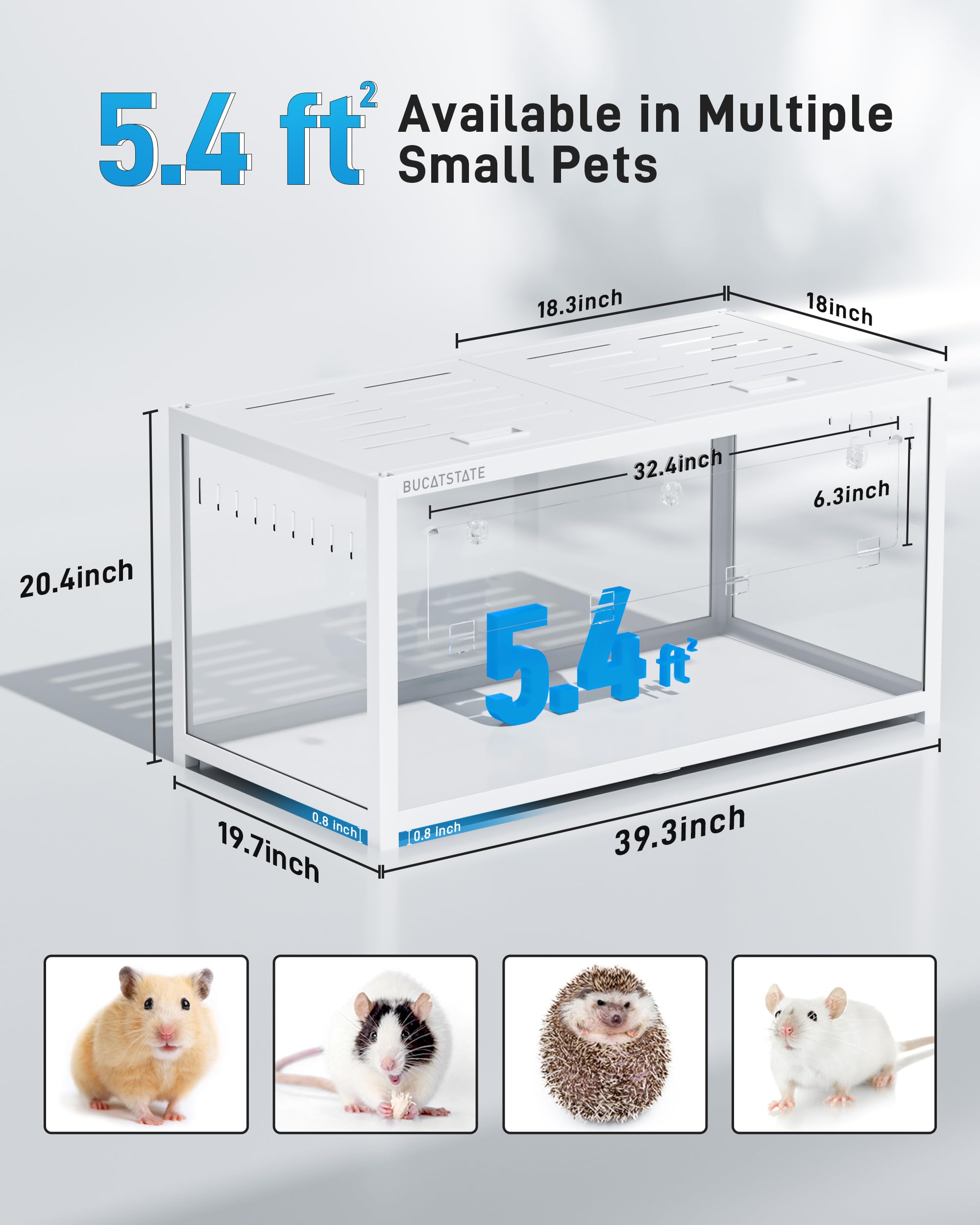 BUCATSTATE Hamster Cage 3.0 - Large 70L Small Animal Habitat with Paper Bedding - Perfect for Dwarf Hamsters, Gerbils & Mice | Ideal for Home, Classroom & Pet Store Use