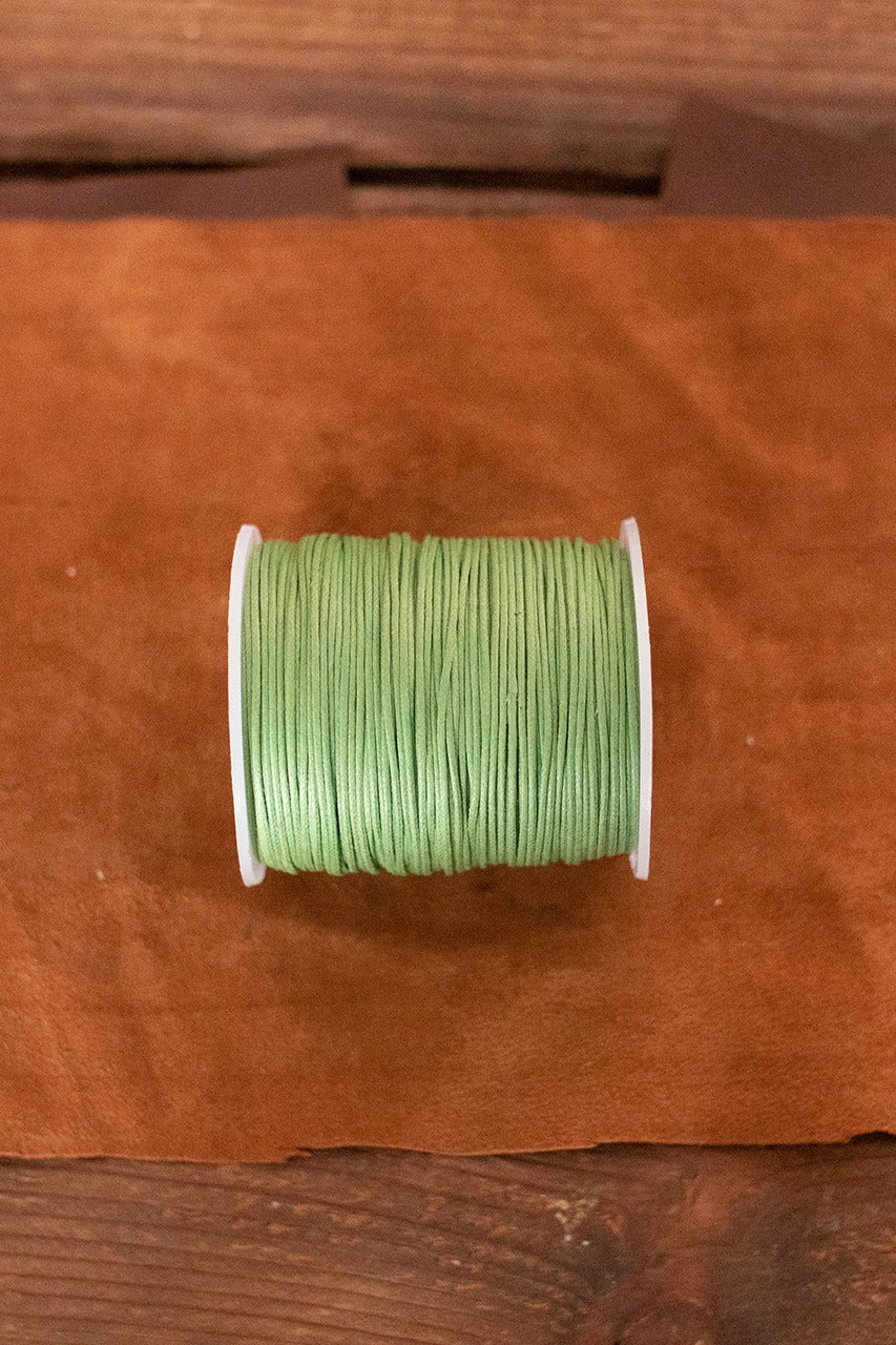 Premium Saddler Yarn for Leather Crafting (1.1mm & 1.3mm Thickness) - 100m Parrot Green Waxed Thread - Ideal for Saddlery, Bookbinding & Shoemaking Projects