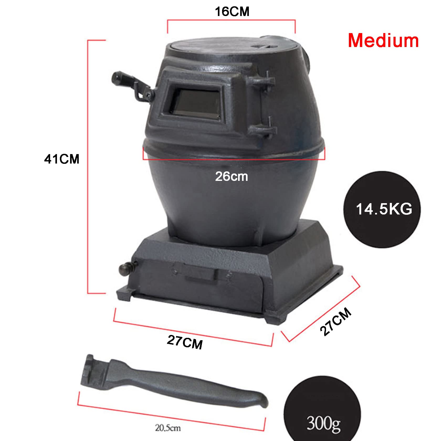 Cast Iron Wood Burning Stove with View Window - Smokeless Heating & Cooking Stove for Indoor, Tent, Villa, Shelter - Perfect for Home Heating, Daily Cooking & Outdoor BBQ
