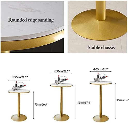Modern Round Marble Top High Table with Gold Base - Sturdy & Easy to Assemble Bistro Table for Restaurant, Cafe, Bar, Pub (41.3
