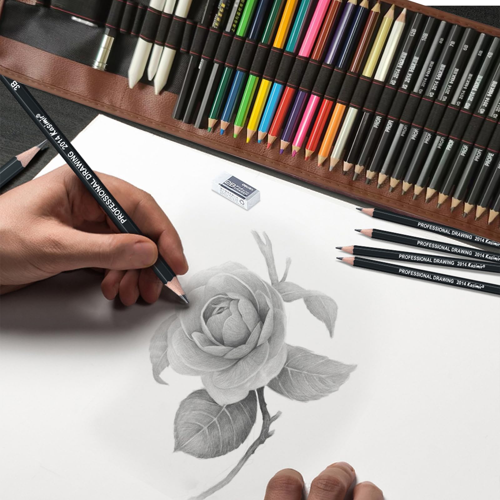 38-Piece Professional Drawing Pencil Set - Graphite & Charcoal Sketching Pencils for Artists & Beginners | Perfect for Sketching, Shading, and Art Projects