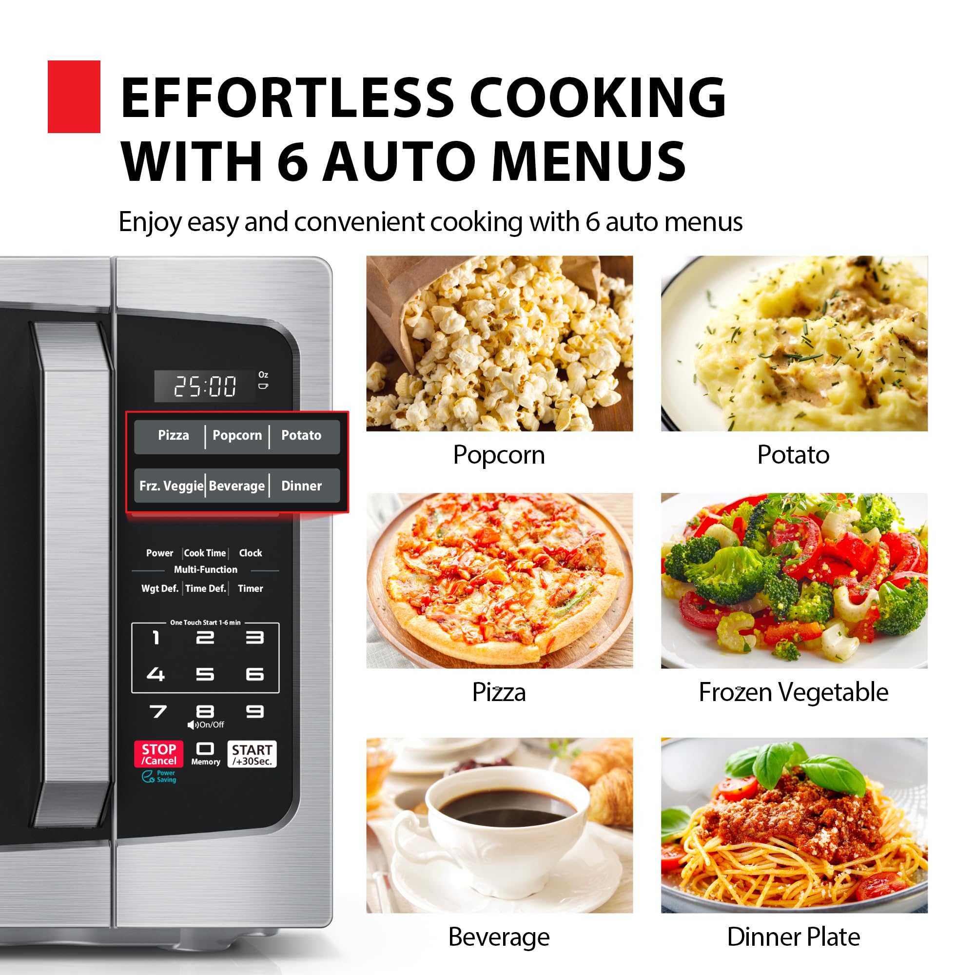 TOSHIBA 0.9 Cu Ft Stainless Steel Microwave Oven - 900W with ECO Mode, LED Lighting & Sound On/Off Function | Compact Countertop Microwave for Small Kitchens, Dorms & Office Break Rooms