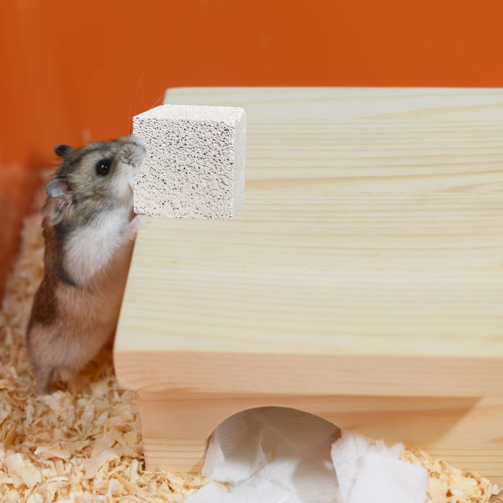 15Pcs Natural Lava Chew Blocks for Small Pets - Hamster Teeth Grinding Toys, Rabbit Chews, Chinchilla Mineral Stones with Calcium | Small Animal Cage Accessories for Bunnies, Guinea Pigs & Rats
