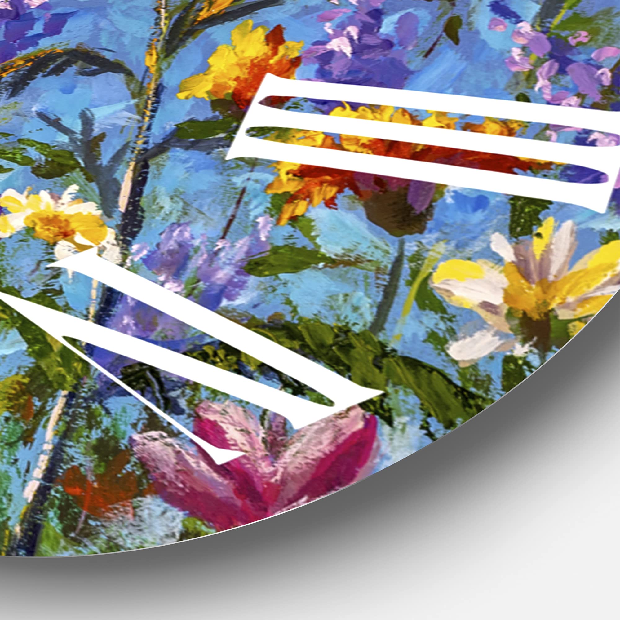 DesignQ Traditional Floral Wall Clock - Large Daisies and Wildflowers Summer Garden Decor for Kitchen, Living Room & Bedroom | Perfect Home & Office Decoration