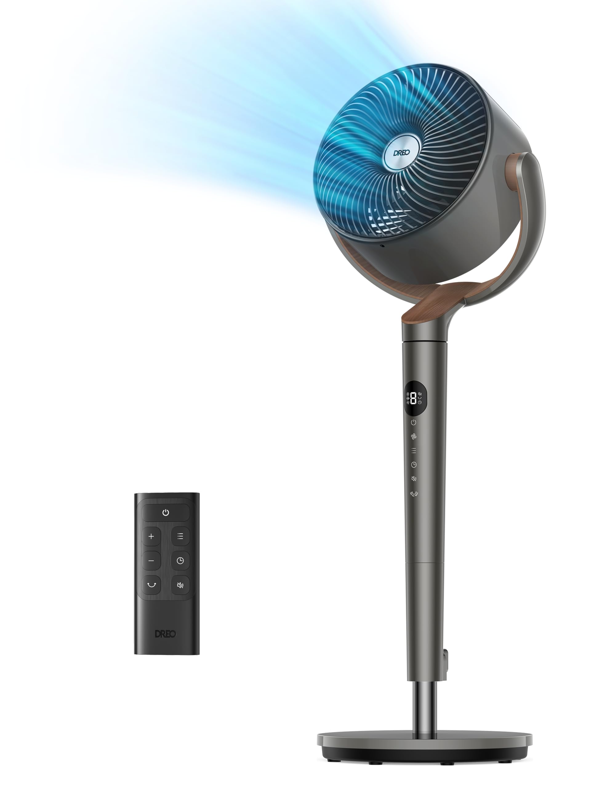 Dreo 120° Oscillating Standing Fan with DC Motor - Quiet 20dB Floor Fan for Bedroom, 8 Speed Settings, 3 Modes, 35-40