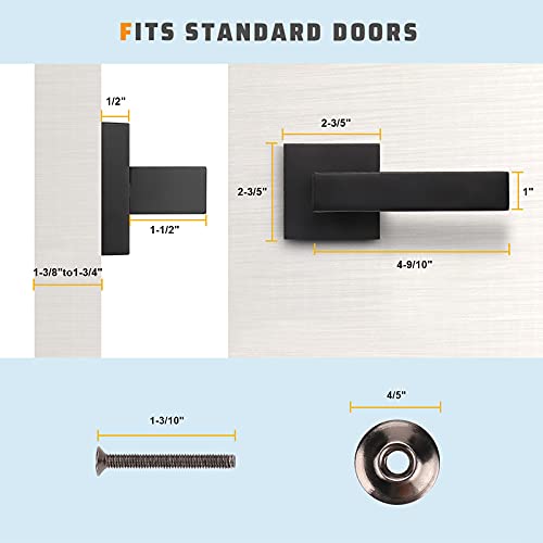 KNOBWELL 9-Pack Matte Black Door Levers - Single Sided for Interior Doors