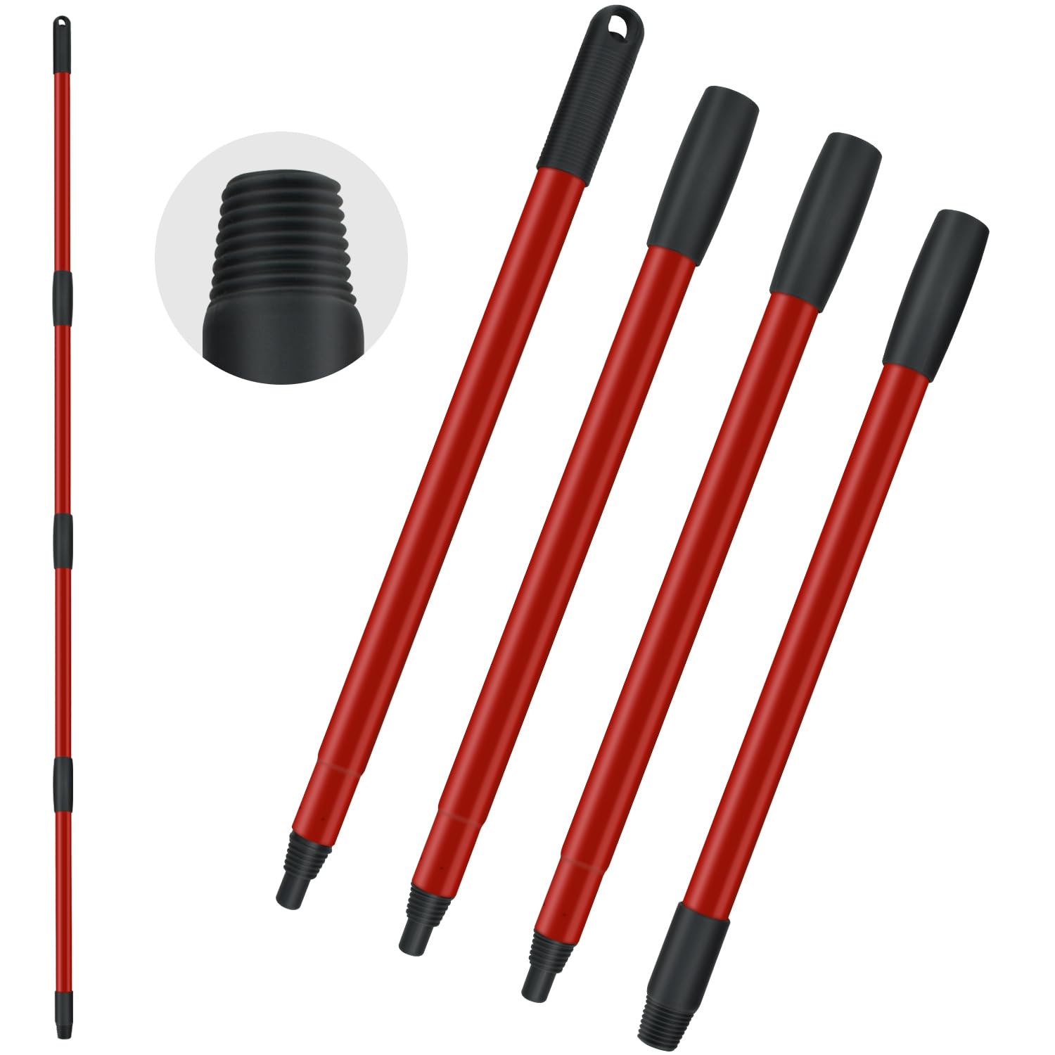 Oceda Spin Mop Handle Replacement - 4-Section Adjustable Mop Stick (30