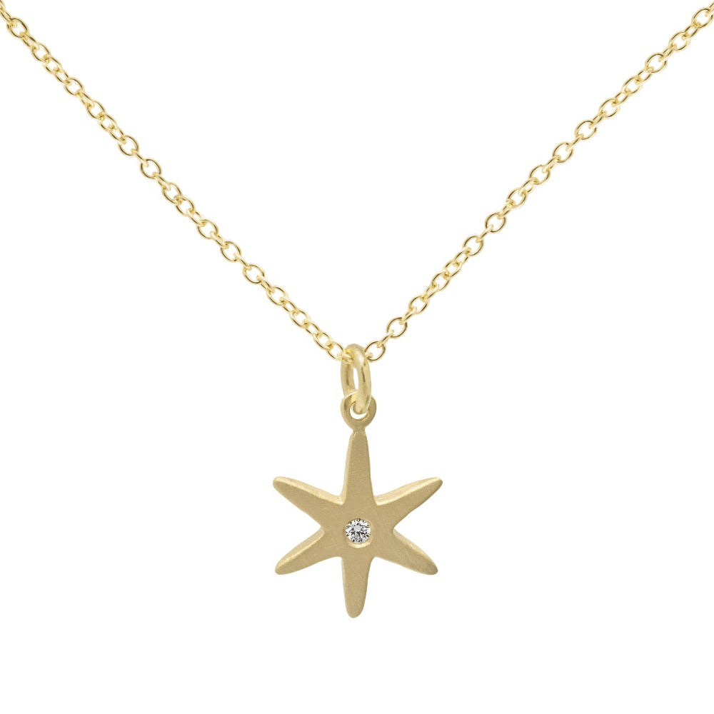 Diamond Center Star Necklace for Women - 14K Gold Plated Elegant Pendant Jewelry Gift for Birthday, Anniversary & Valentine's Day | Perfect for Parties, Date Nights & Special Occasions
