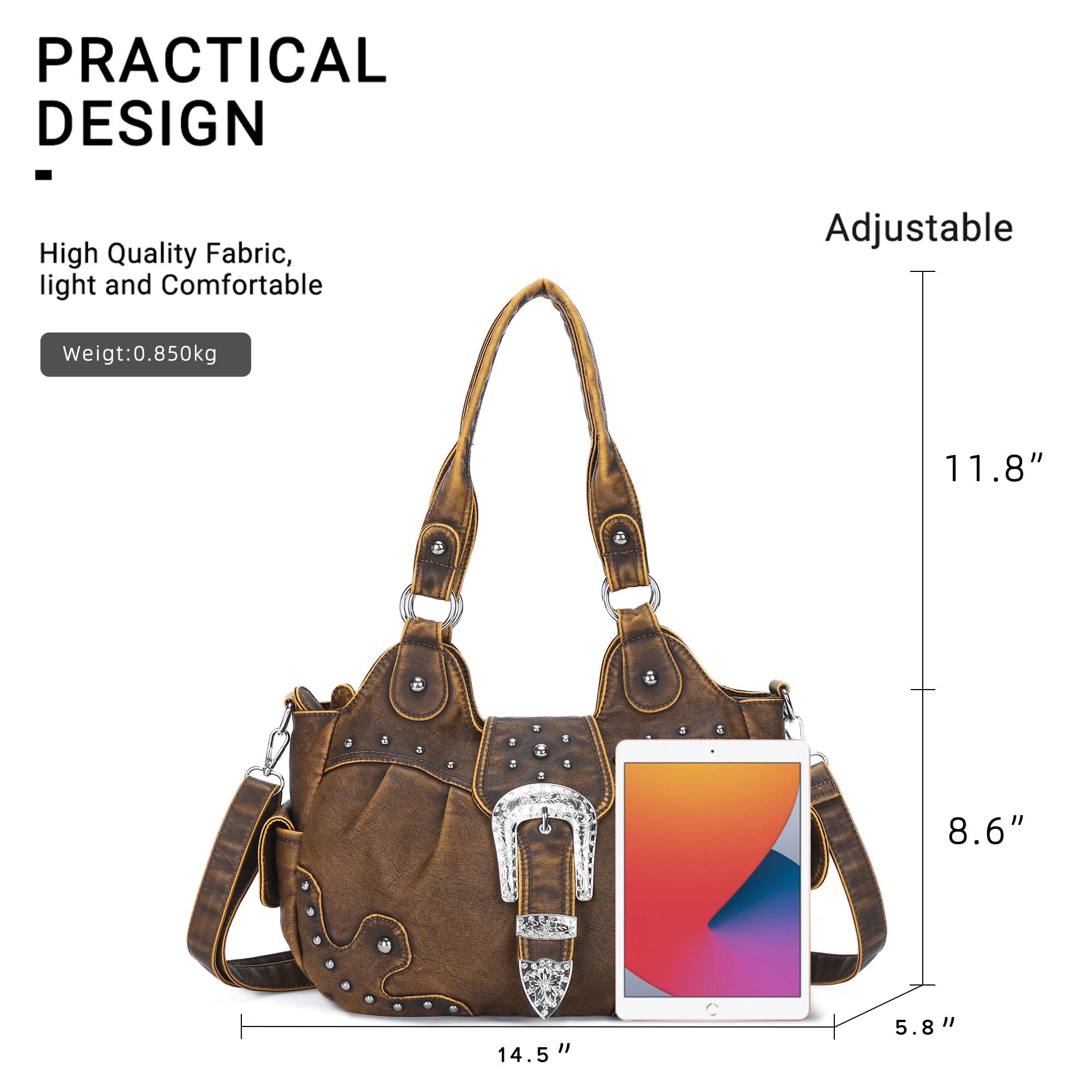 Angel Kiss Vegan Leather Hobo Bags for Women - Stylish Shoulder & Crossbody Purse with Metal Studs | Perfect for Work, Travel & Everyday Use
