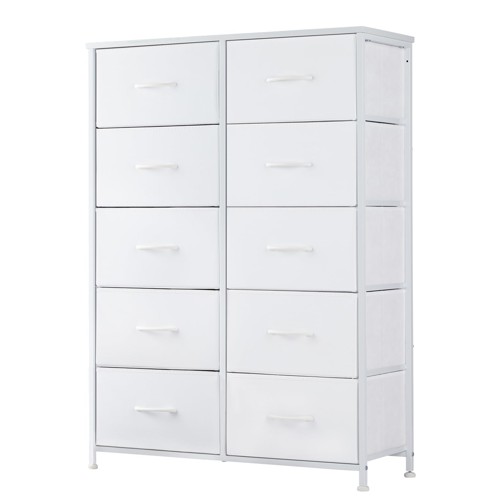 DUMOS 10-Drawer Dresser for Bedroom Storage - Wide Fabric Closet Organizer with Wooden Top & Metal Frame - Perfect for Clothes, Guest Room, Living Room, Hallway & Entryway Organization