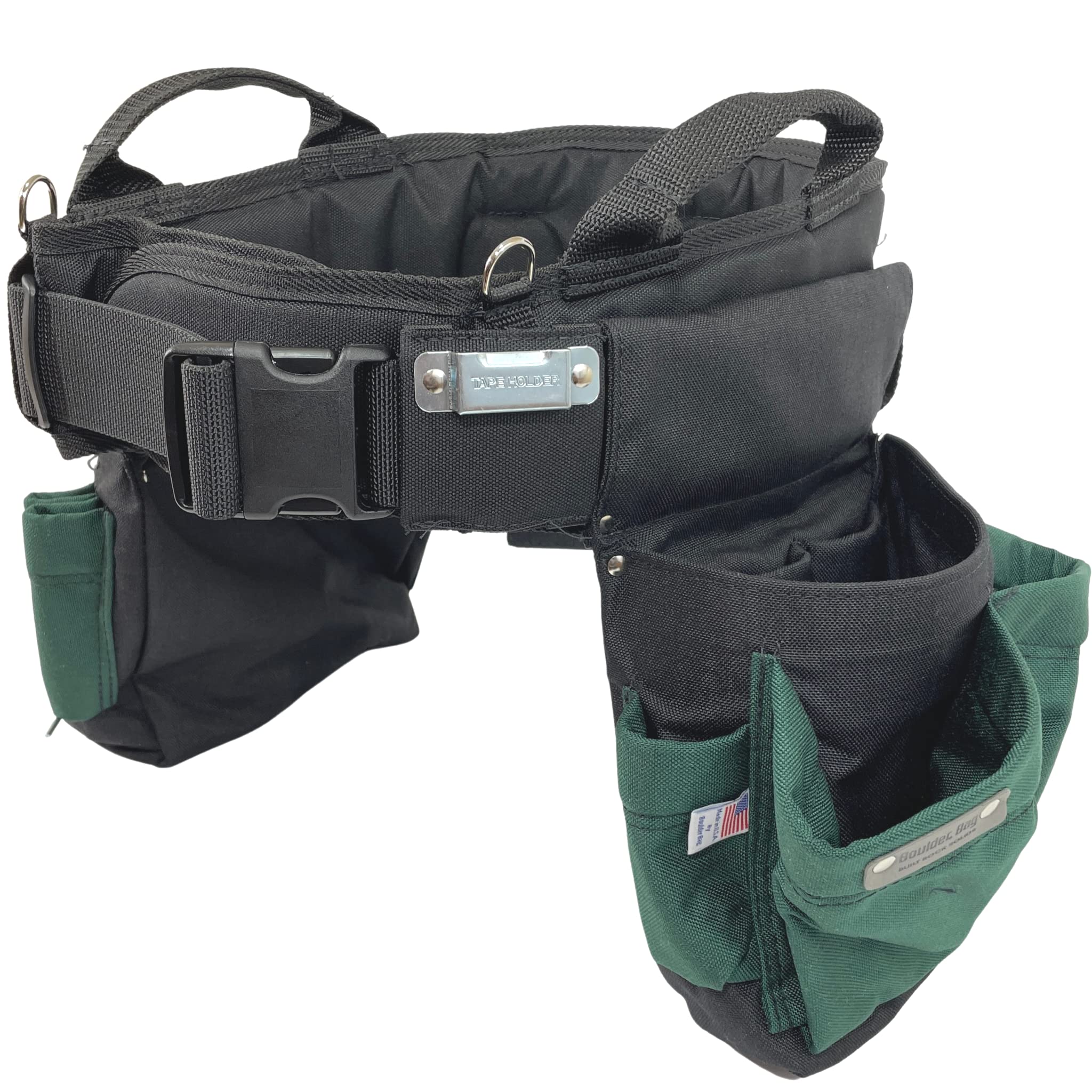 BOULDER BAG Professional Electrician's MAX Combo Tool Belt with Comfort Back Support & Quick Release Buckle - Heavy Duty Work Belt for Electricians, Green, XL (37-42 Inch Waist), Made in USA - Perfect for Construction, Wiring & Electrical Maintenance Jobs