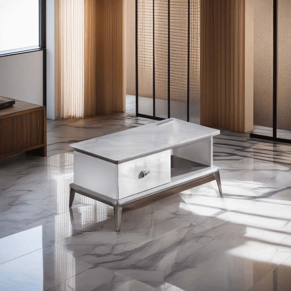 Modern Etta Coffee Table with Glossy White Jade Stone Top - 39.4 Inch Round Living Room Center Table for Small Spaces, Home Decor & Entertaining Guests