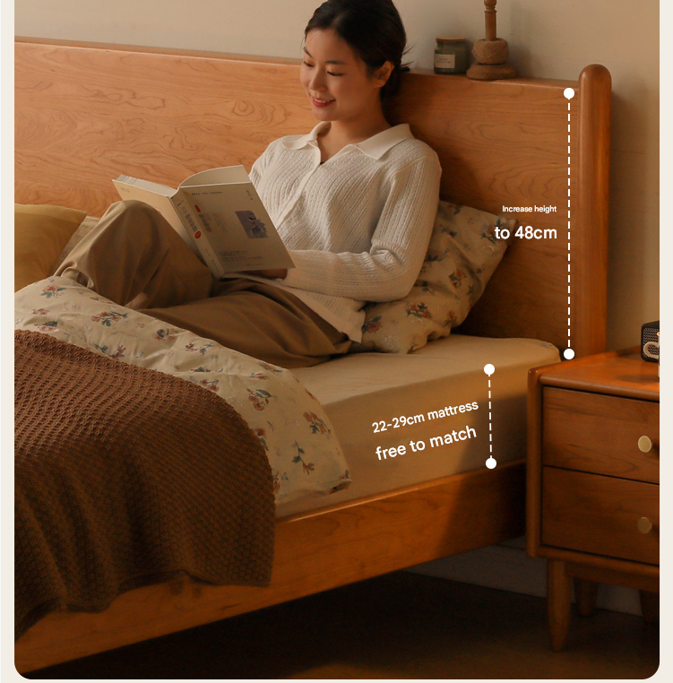 Solid Oak, Black Walnut & Cherry Wood Bed Frame - Handcrafted Queen Size Wooden Bed with Sturdy Slat Support - Perfect for Master Bedroom, Guest Room or Rustic Cabin Decor